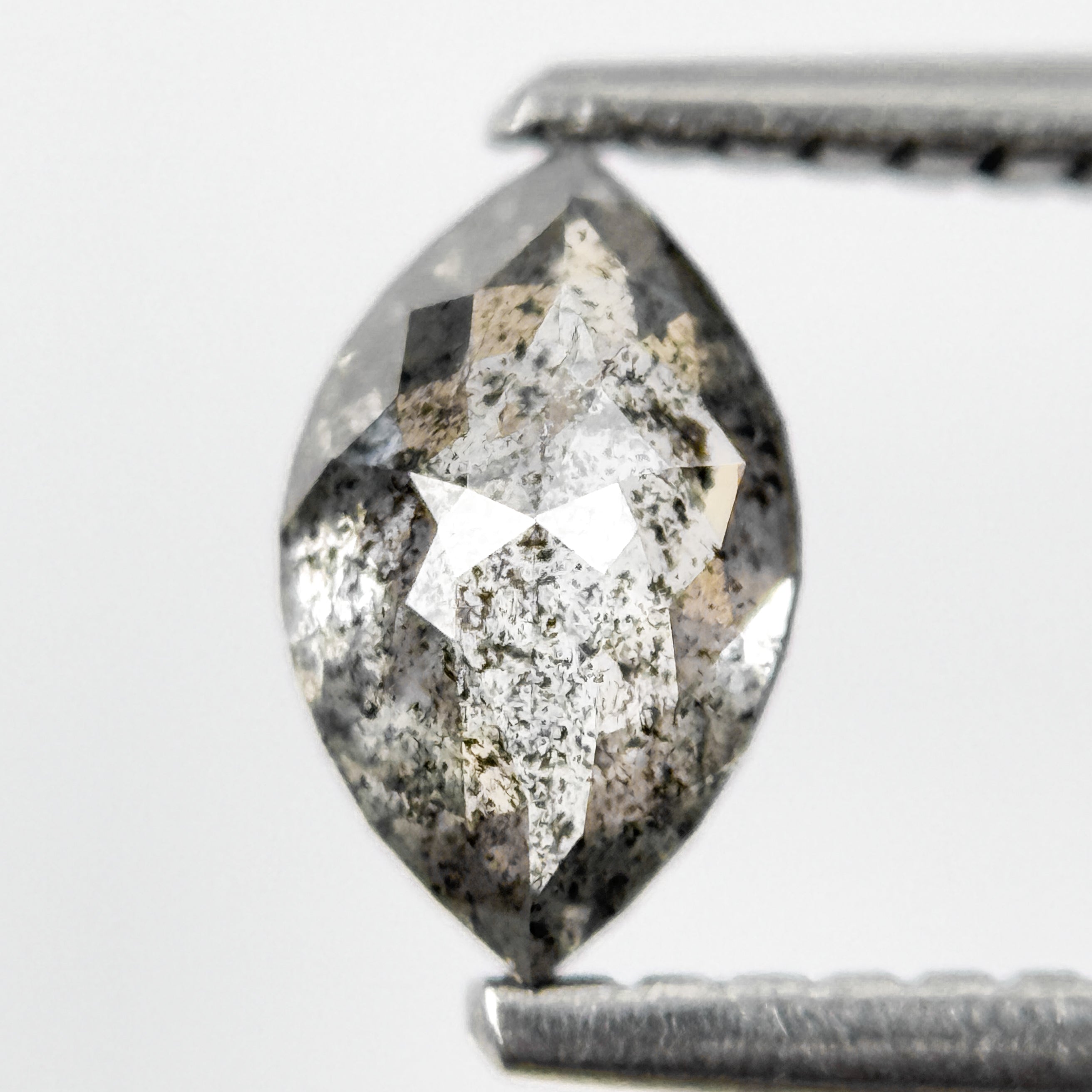 0.73 Ct Marquise Rose Cut Grey Natural Galaxy Diamond