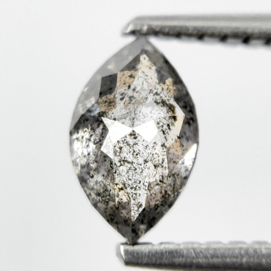 0.73 Ct Marquise Rose Cut Grey Natural Galaxy Diamond