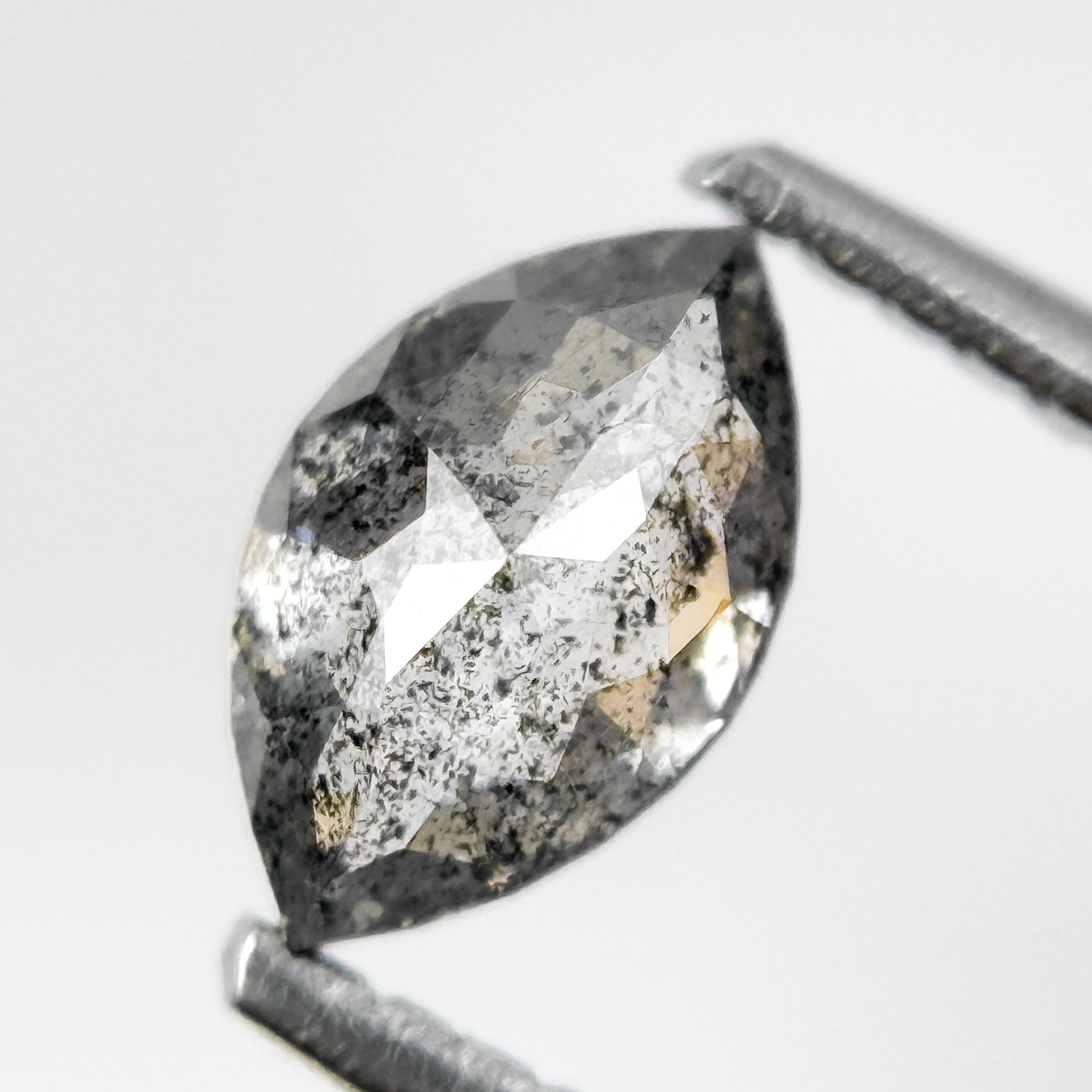0.73 Ct Marquise Rose Cut Grey Natural Galaxy Diamond