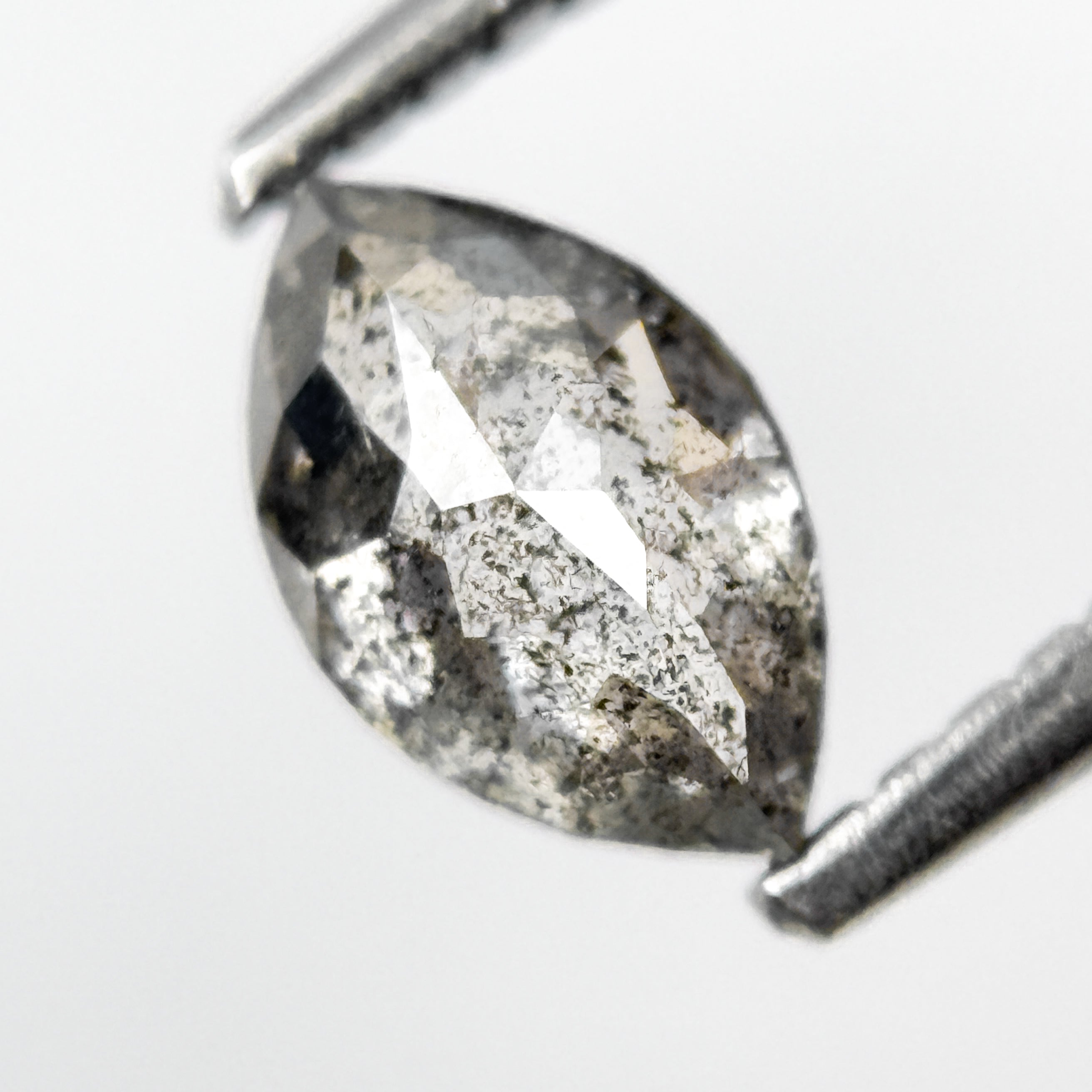 0.73 Ct Marquise Rose Cut Grey Natural Galaxy Diamond