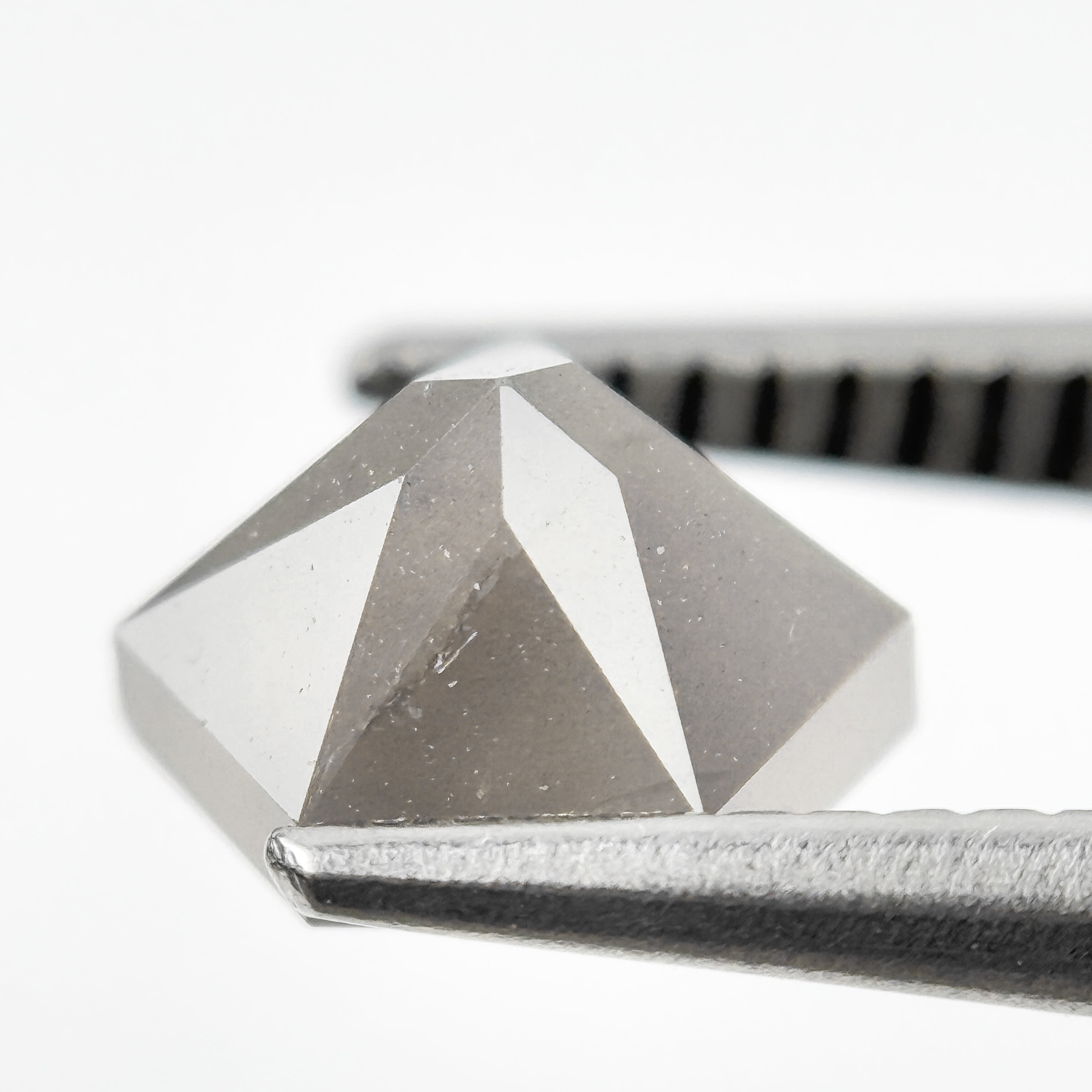 2.09 Ct Pentagon Rose Cut Grey Natural Salt and Pepper Diamond