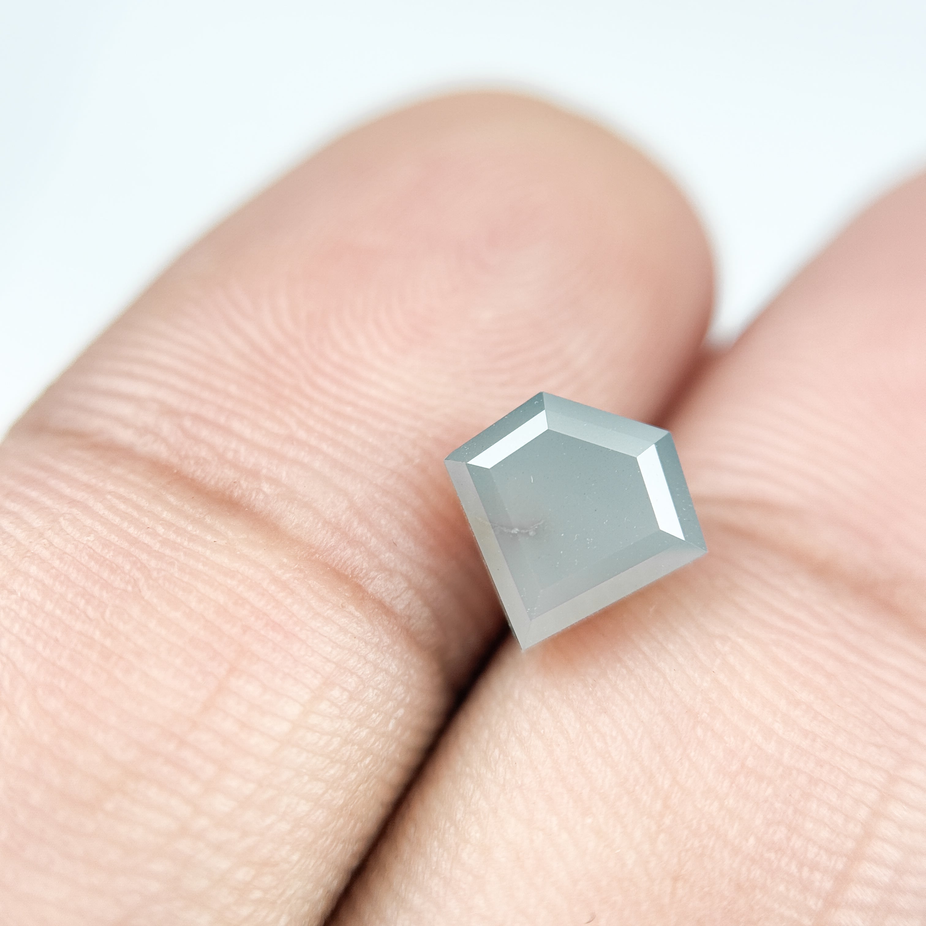 2.09 Ct Pentagon Rose Cut Grey Natural Salt and Pepper Diamond
