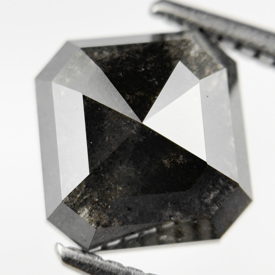 3.03 Ct Octagon Rose Cut Black Natural Salt and Pepper Diamond