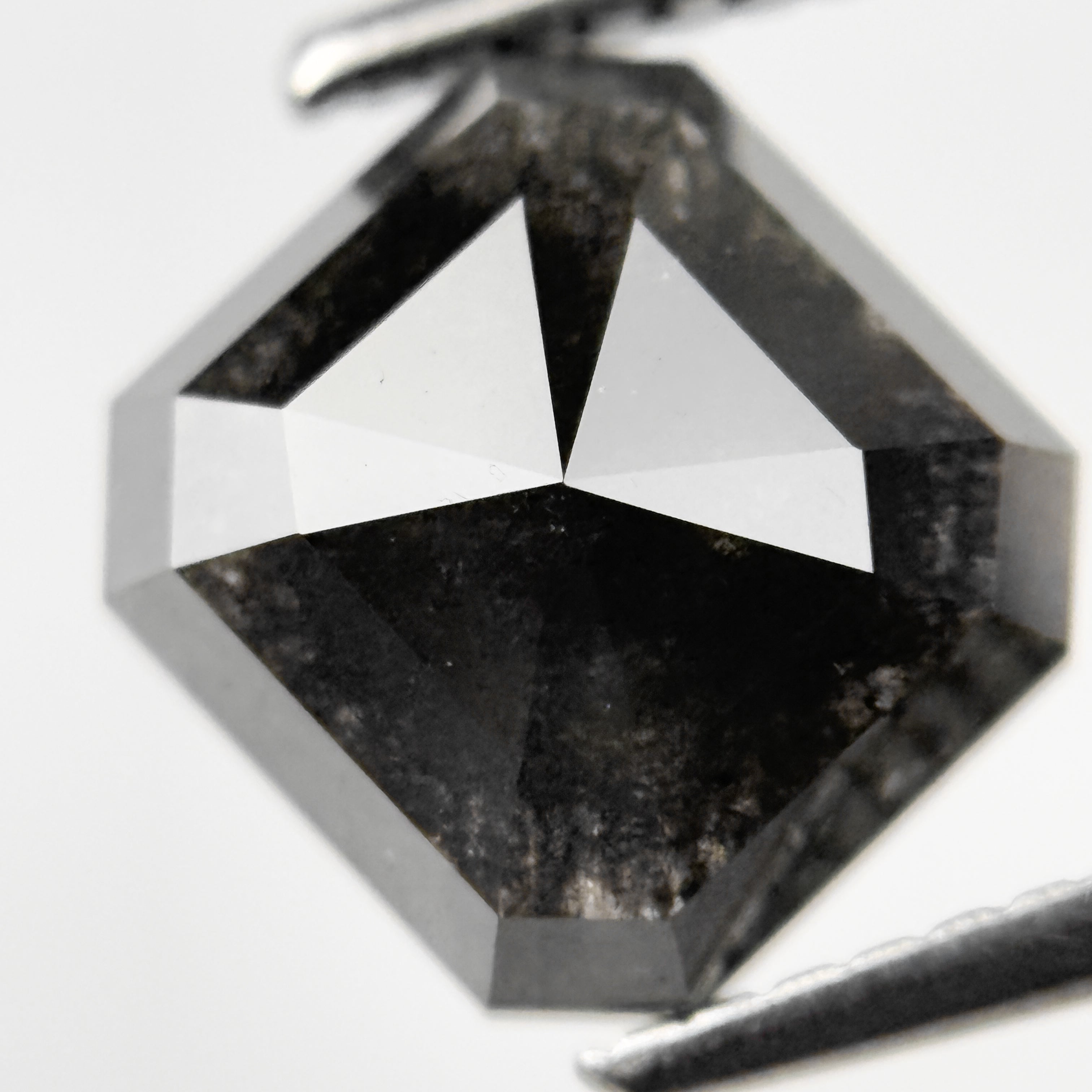 3.03 Ct Octagon Rose Cut Black Natural Salt and Pepper Diamond