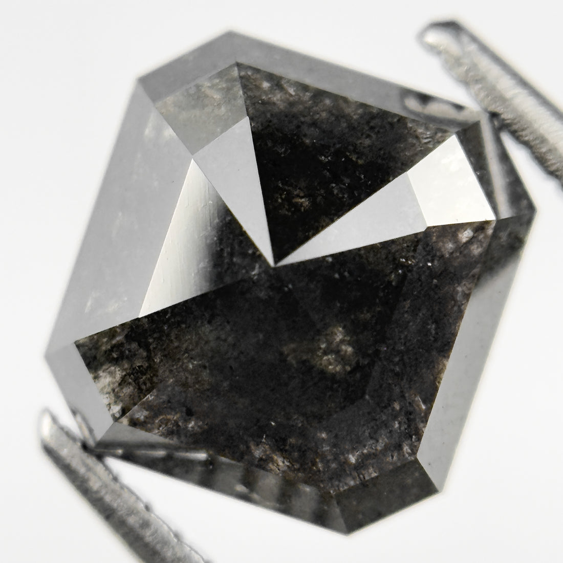 3.03 Ct Octagon Rose Cut Black Natural Salt and Pepper Diamond