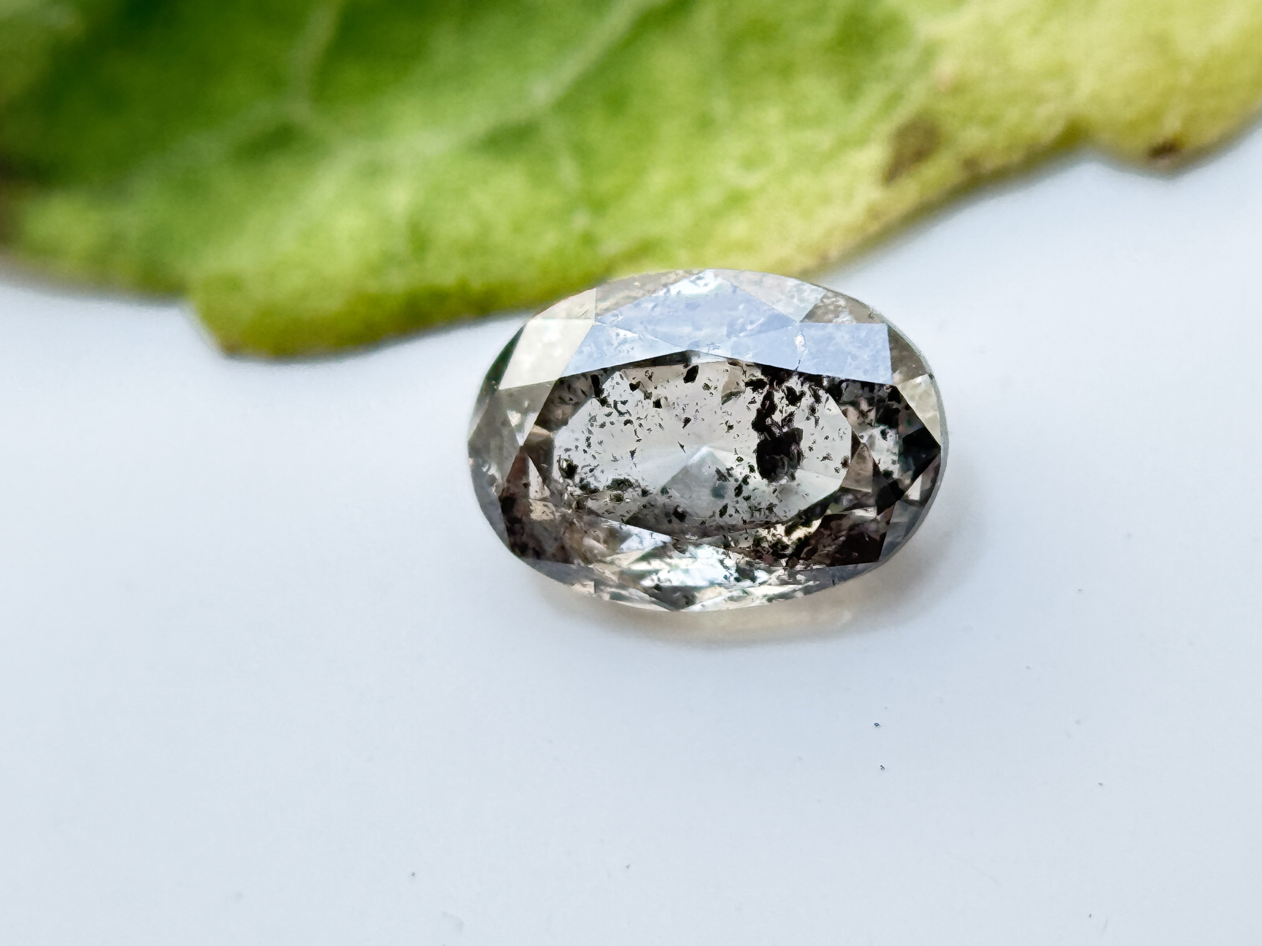 0.38 Ct Oval Rose Cut Grey Natural Salt and Pepper Diamond
