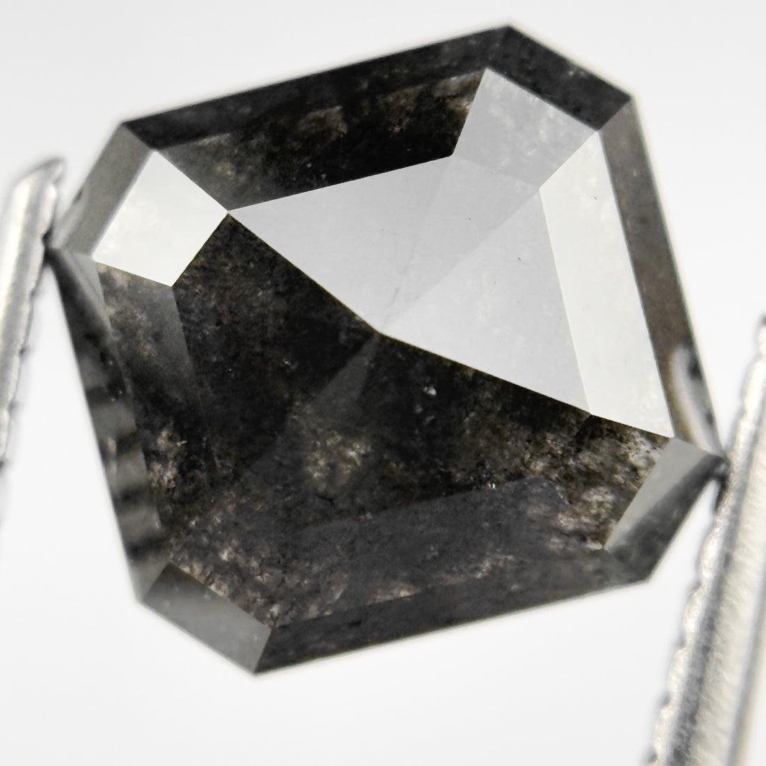 3.03 Ct Octagon Rose Cut Black Natural Salt and Pepper Diamond