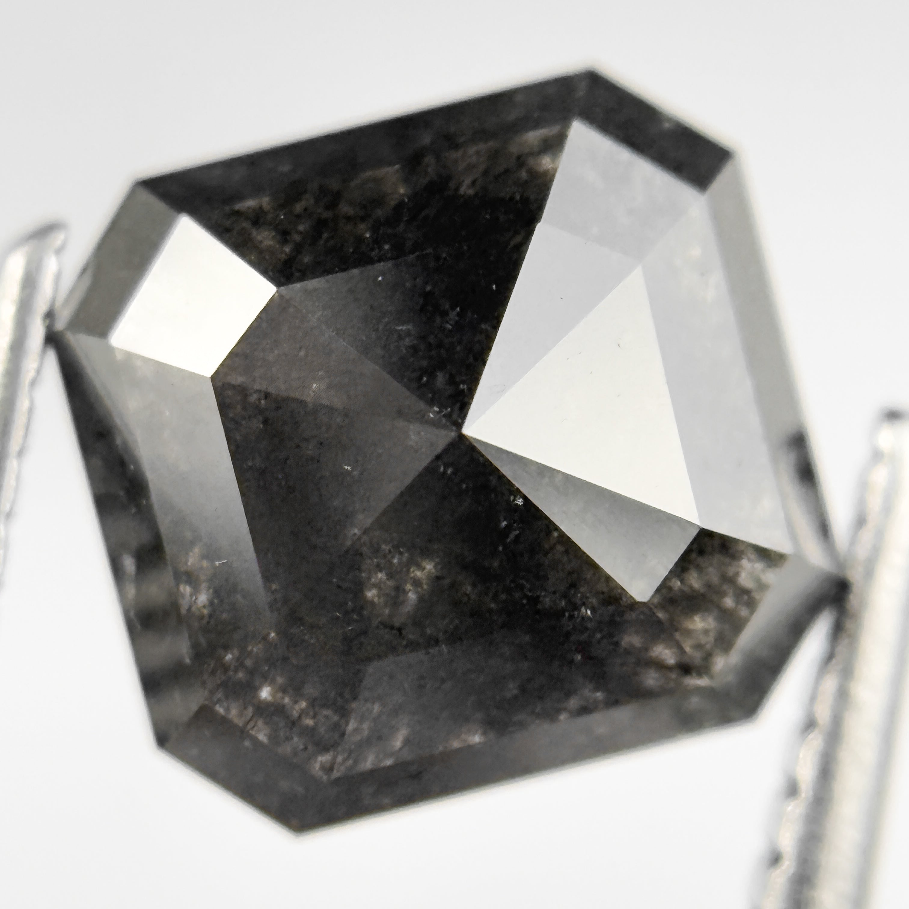 3.03 Ct Octagon Rose Cut Black Natural Salt and Pepper Diamond