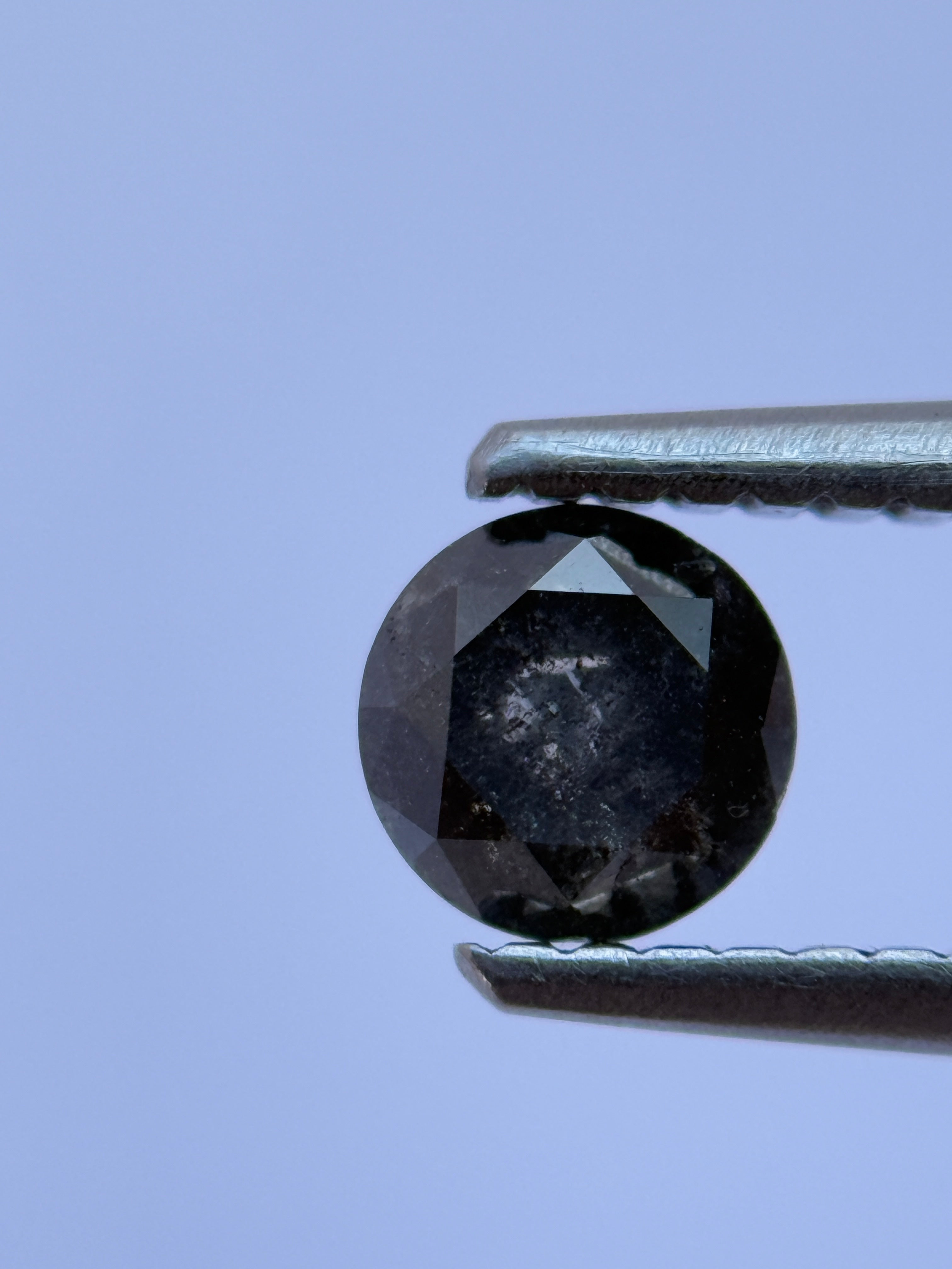 0.50 Ct Round Rose Cut Grey Natural Salt and Pepper Diamond