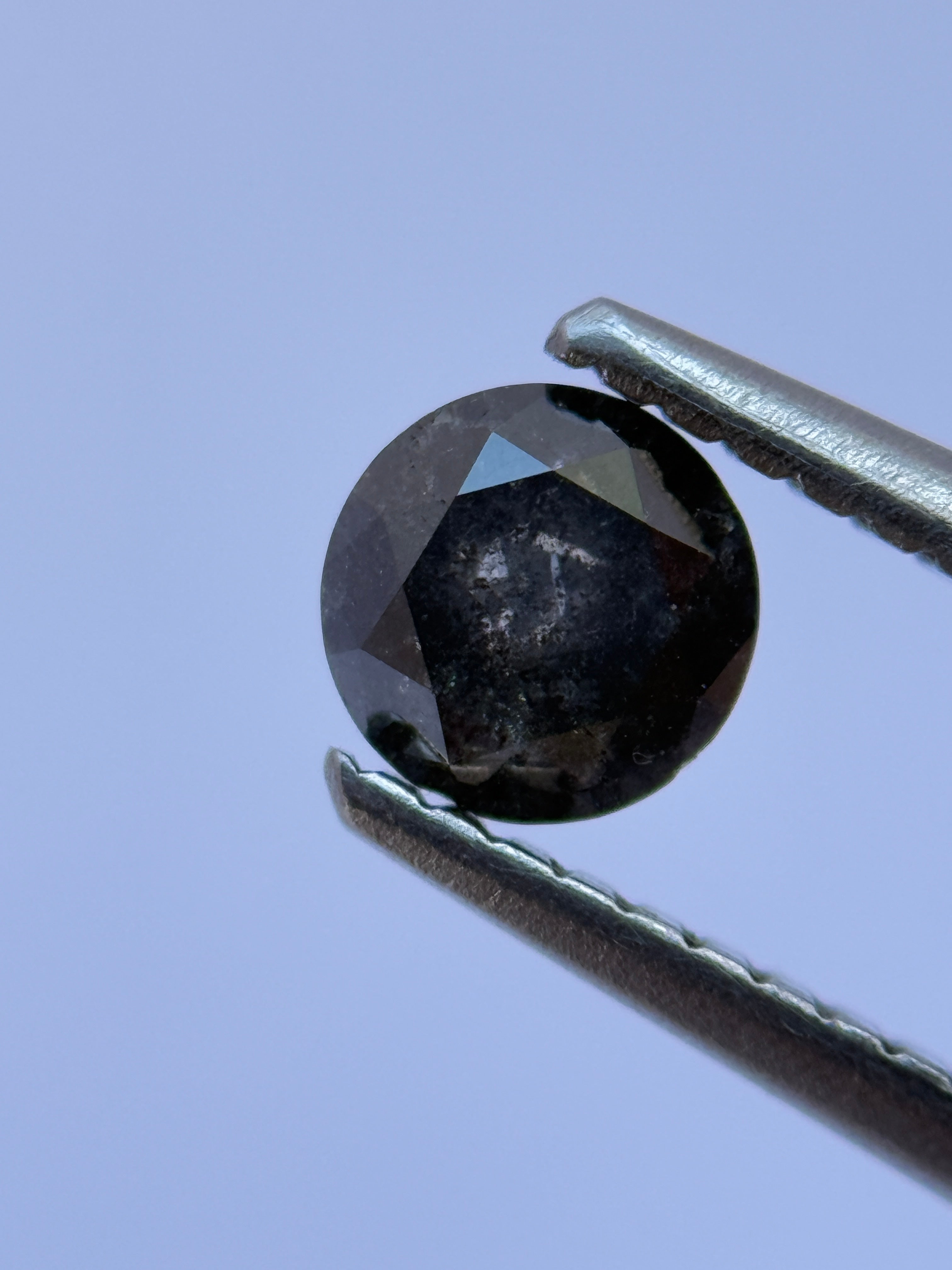 0.50 Ct Round Rose Cut Grey Natural Salt and Pepper Diamond