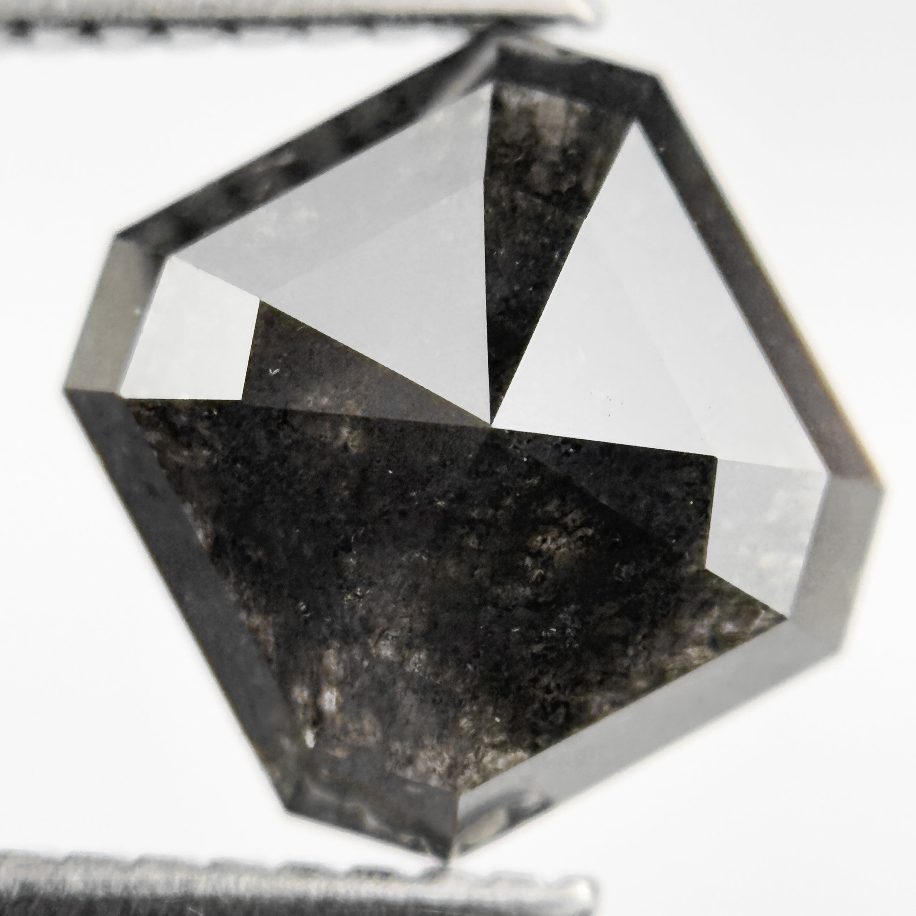 3.03 Ct Octagon Rose Cut Black Natural Salt and Pepper Diamond