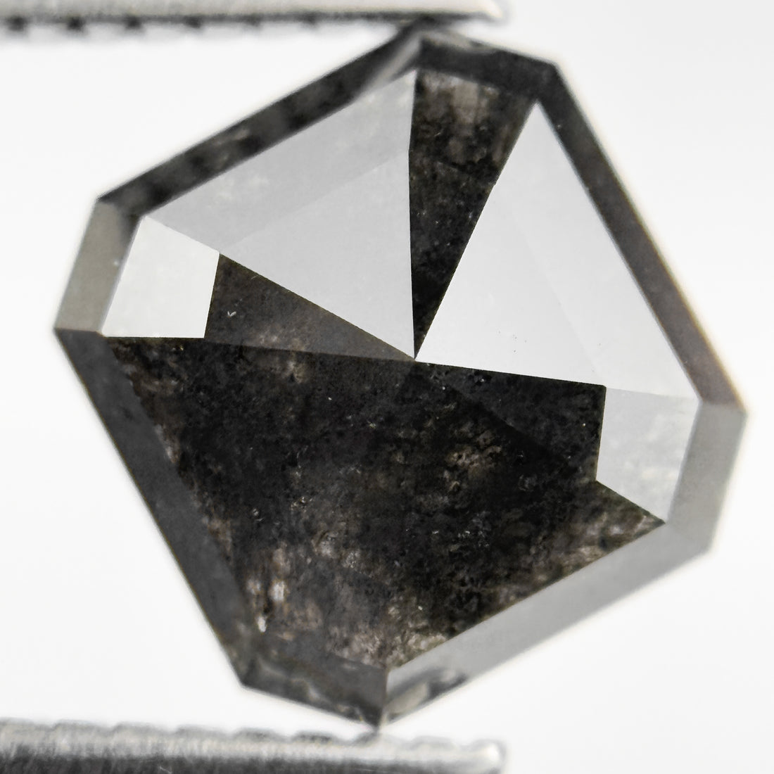 3.03 Ct Octagon Rose Cut Black Natural Salt and Pepper Diamond