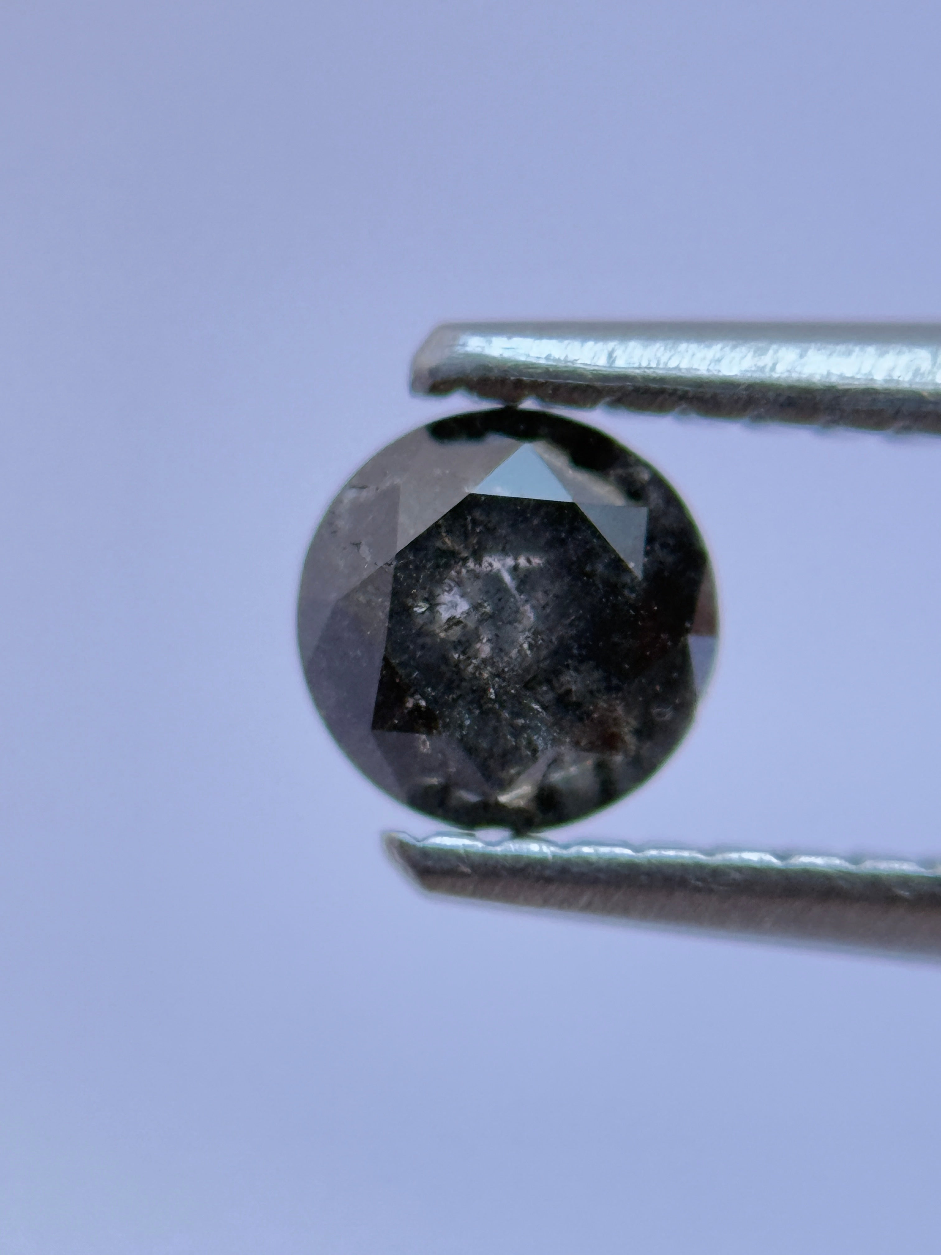 0.50 Ct Round Rose Cut Grey Natural Salt and Pepper Diamond