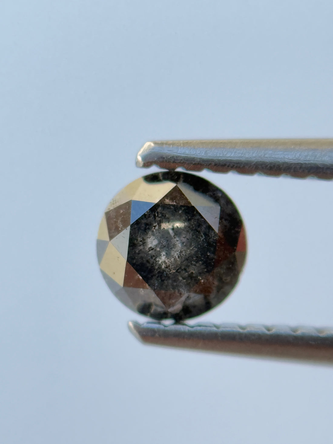 0.50 Ct Round Rose Cut Grey Natural Salt and Pepper Diamond