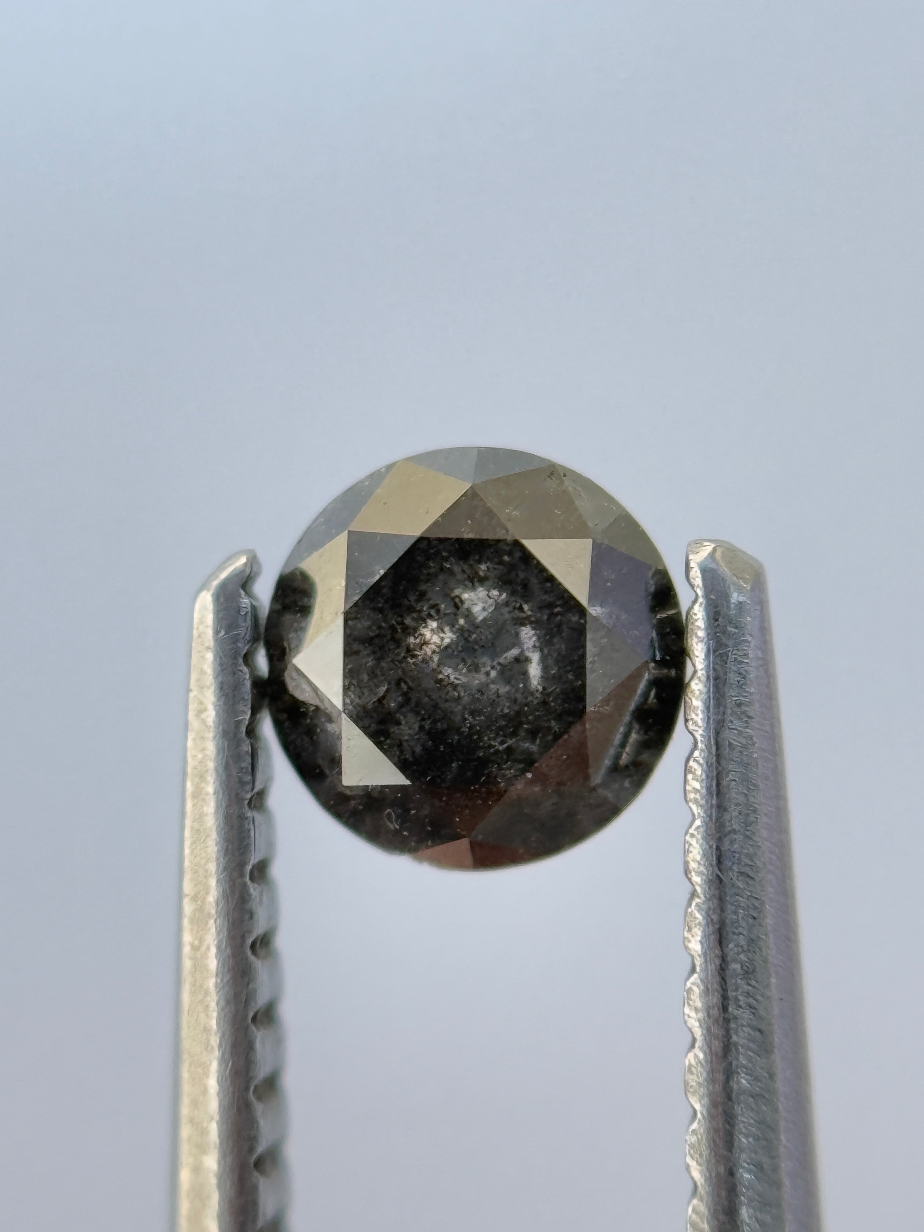 0.50 Ct Round Rose Cut Grey Natural Salt and Pepper Diamond