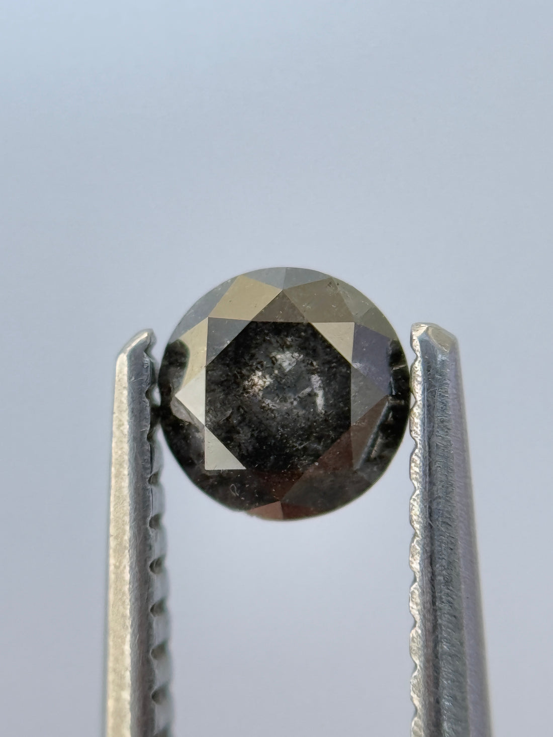 0.50 Ct Round Rose Cut Grey Natural Salt and Pepper Diamond