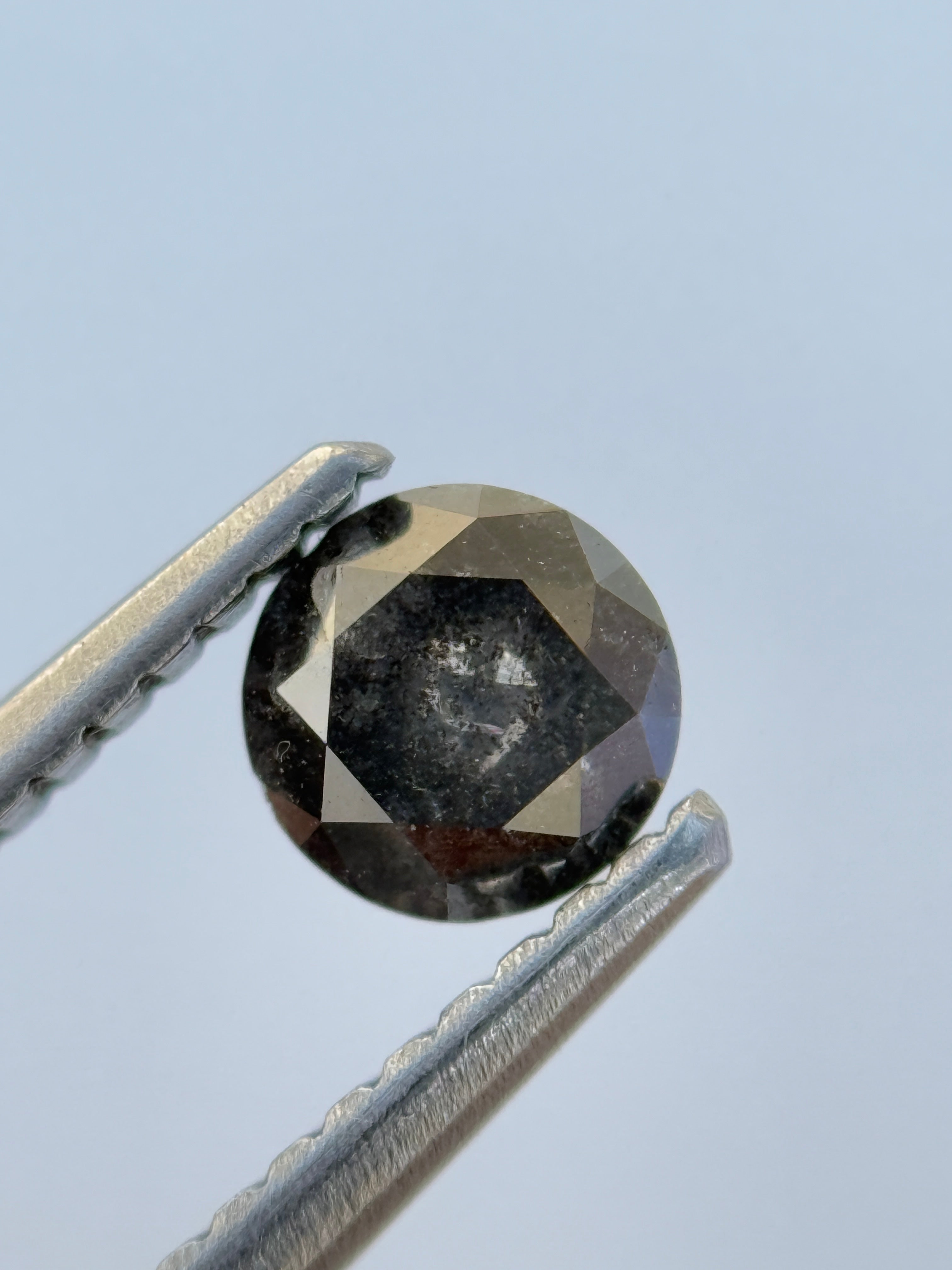 0.50 Ct Round Rose Cut Grey Natural Salt and Pepper Diamond