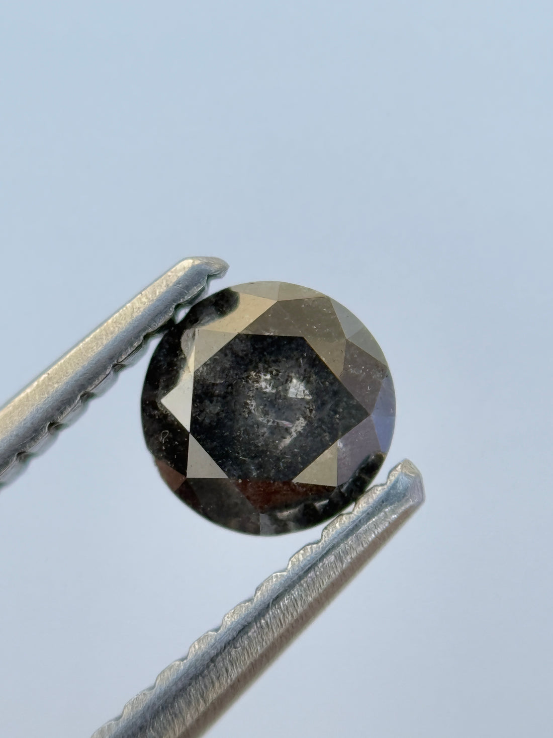0.50 Ct Round Rose Cut Grey Natural Salt and Pepper Diamond