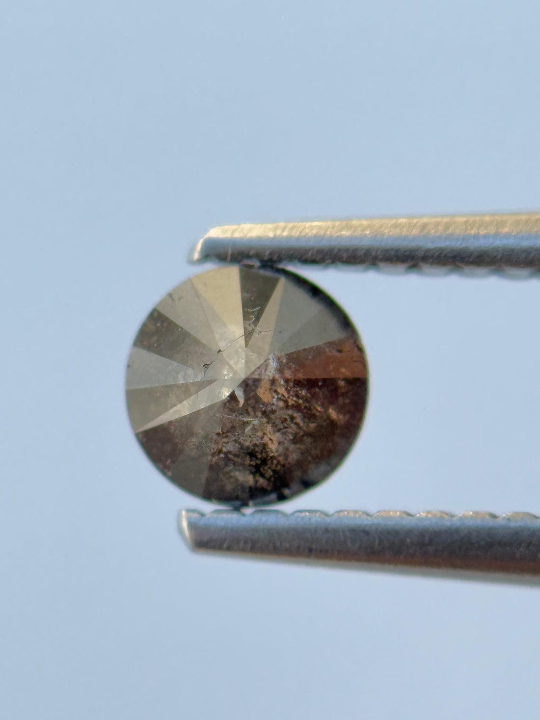 0.50 Ct Round Rose Cut Grey Natural Salt and Pepper Diamond