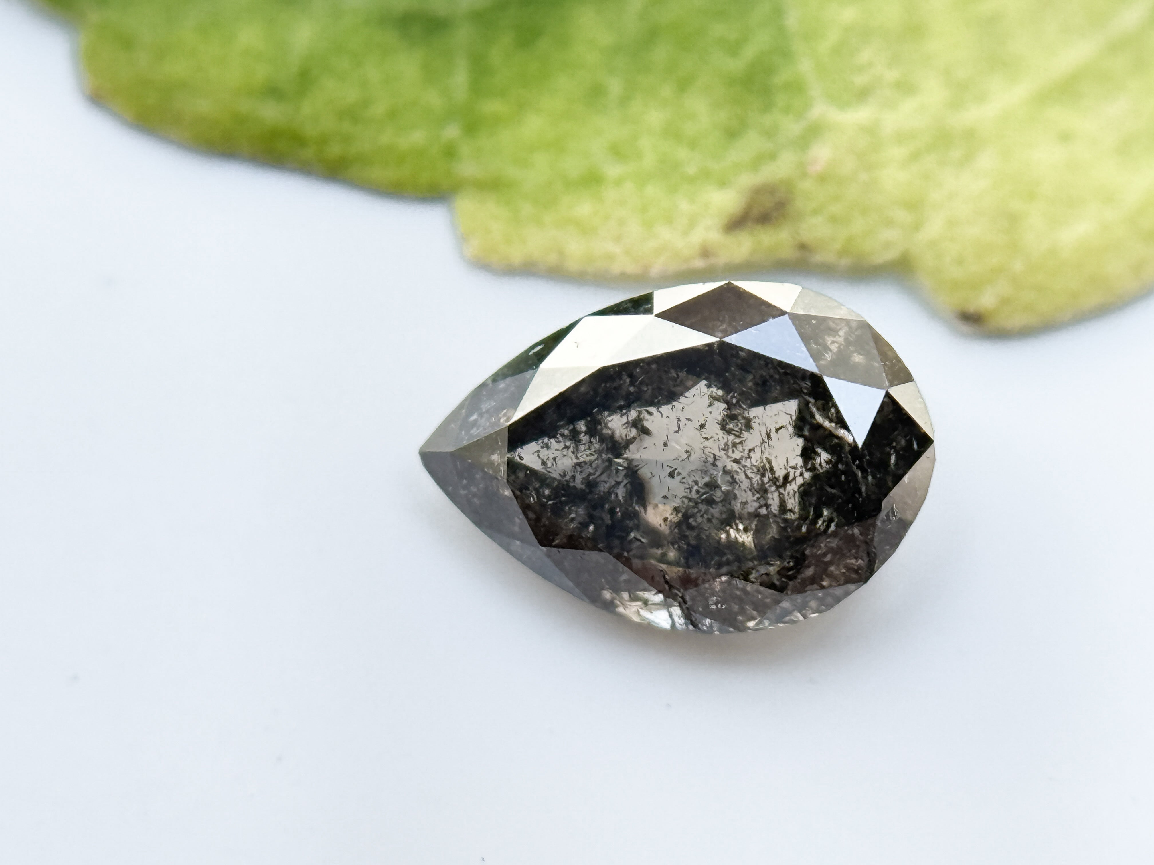 0.41 Ct Pear Rose Cut Grey Natural Fancy Diamond