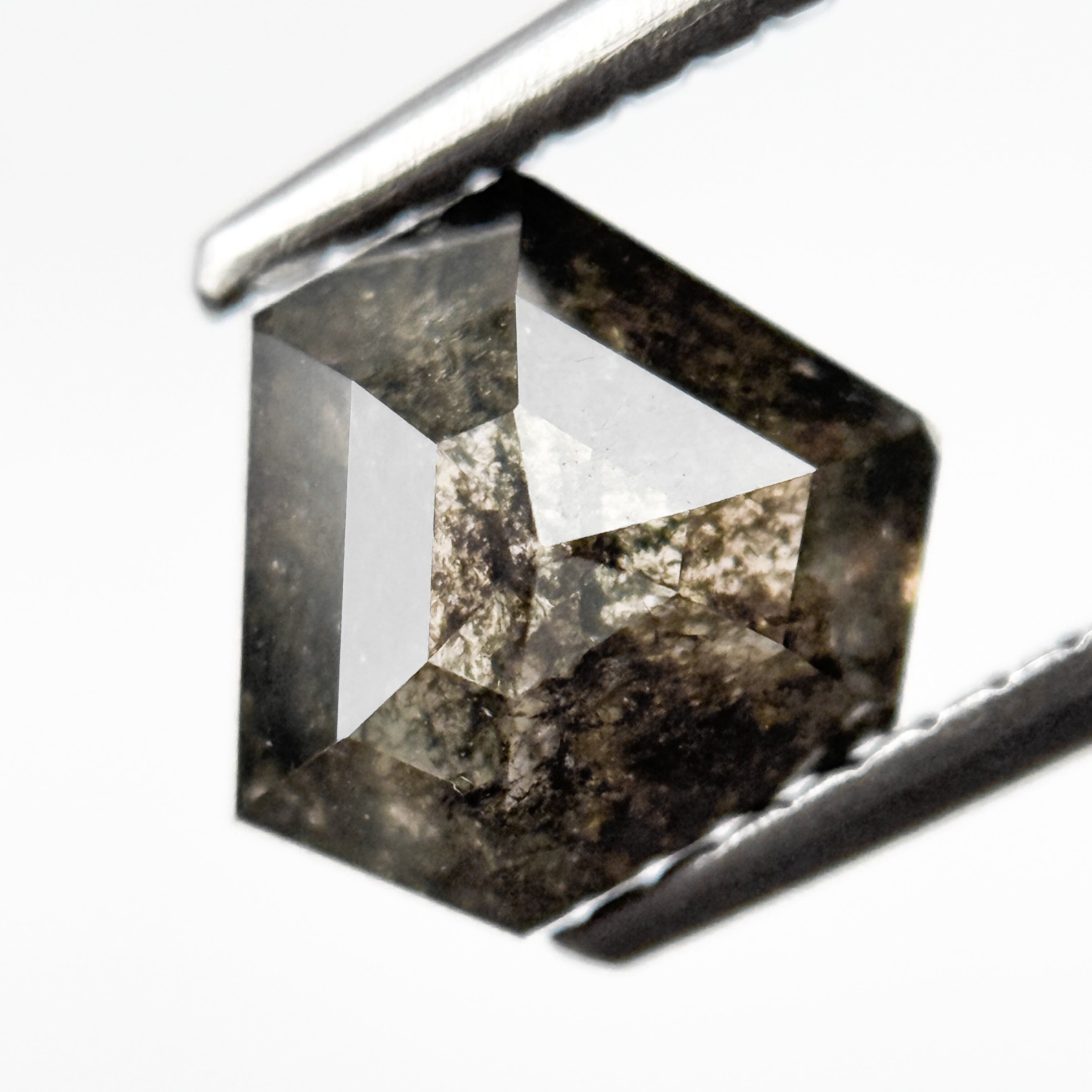1.58 Ct Pentagon Rose Cut Grey Natural Salt and Pepper Diamond