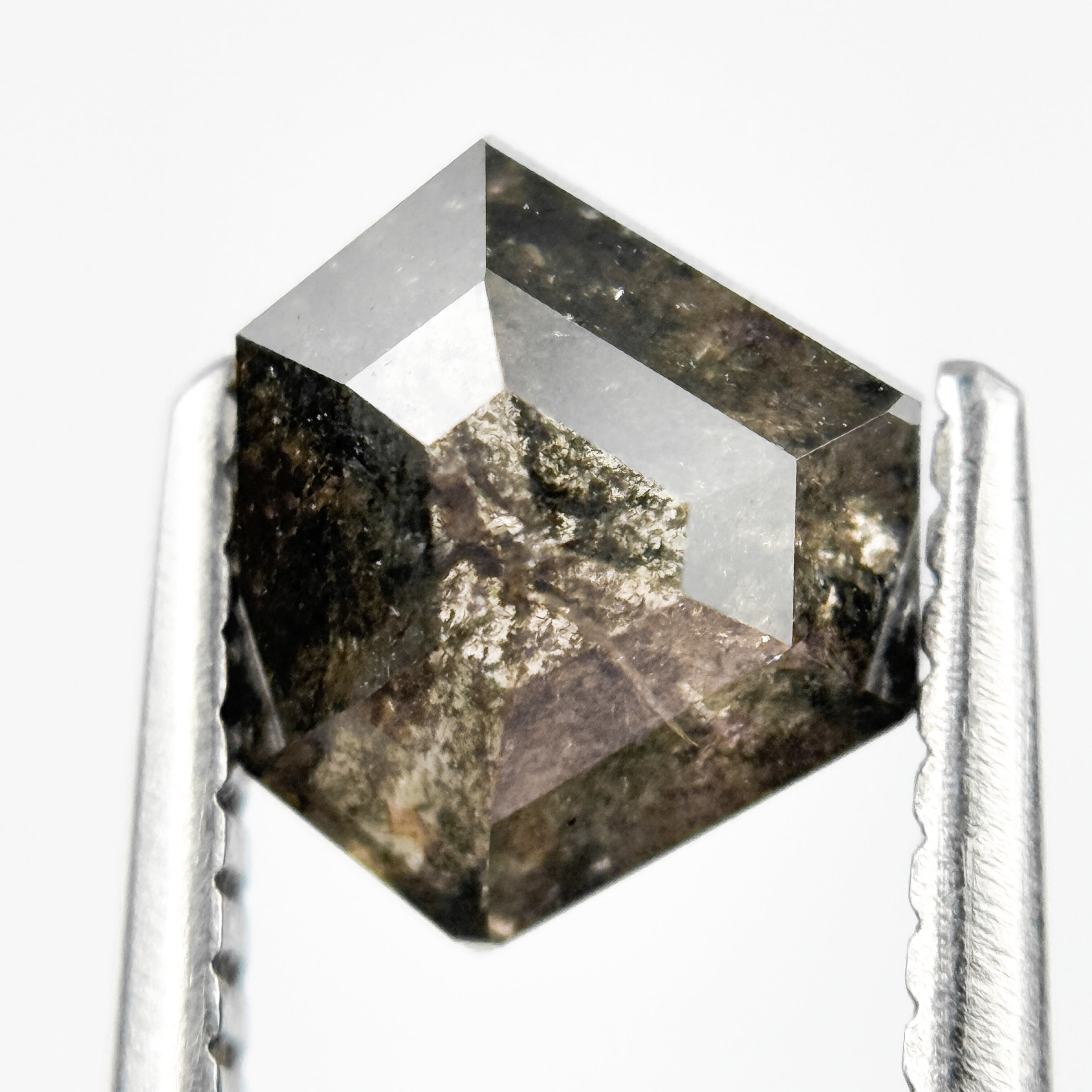 1.58 Ct Pentagon Rose Cut Grey Natural Salt and Pepper Diamond