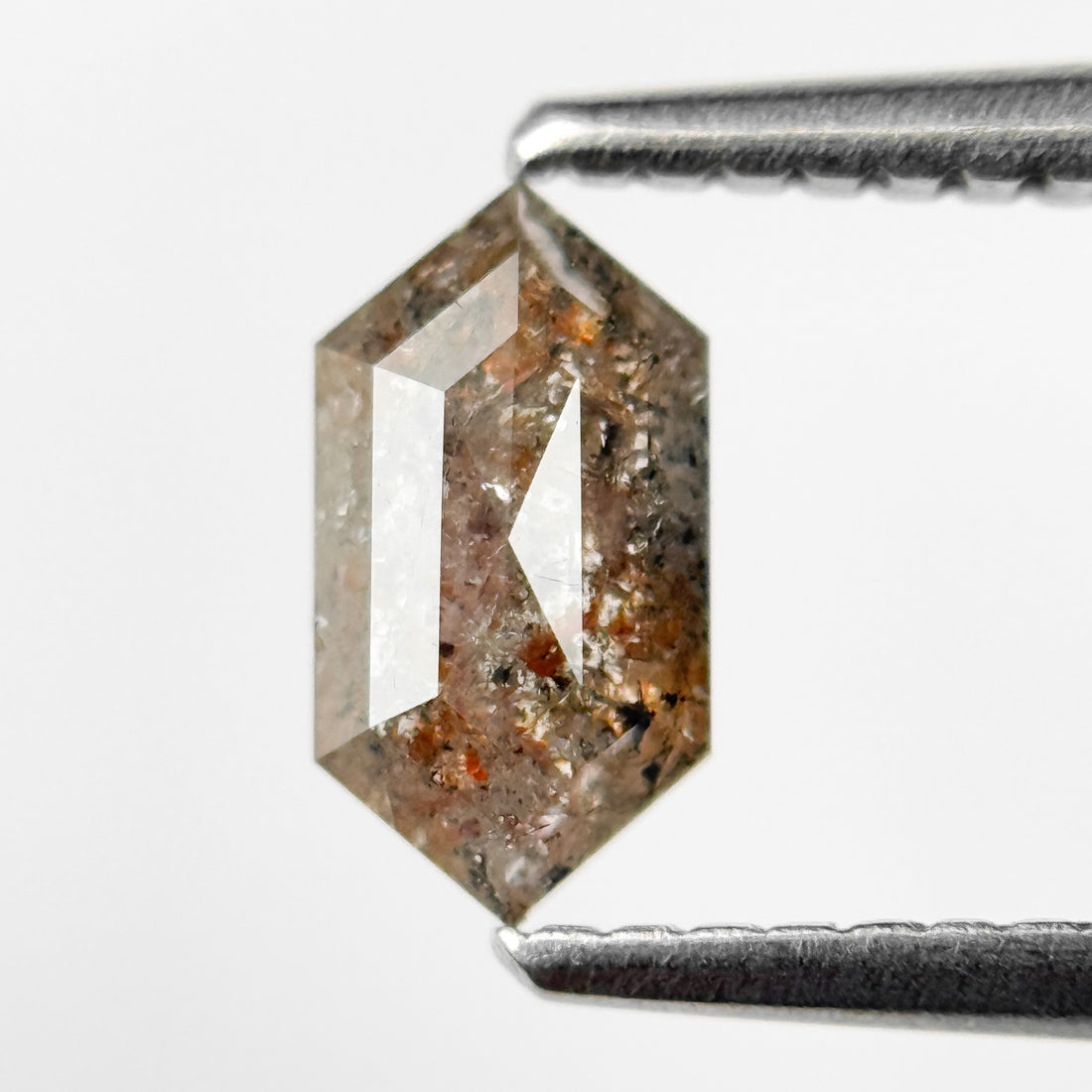 0.69 Ct Hexagon Rose Cut Grey Natural Salt and Pepper Diamond