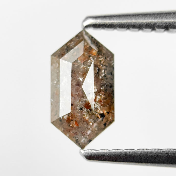 0.69 Ct Hexagon Rose Cut Grey Natural Salt and Pepper Diamond