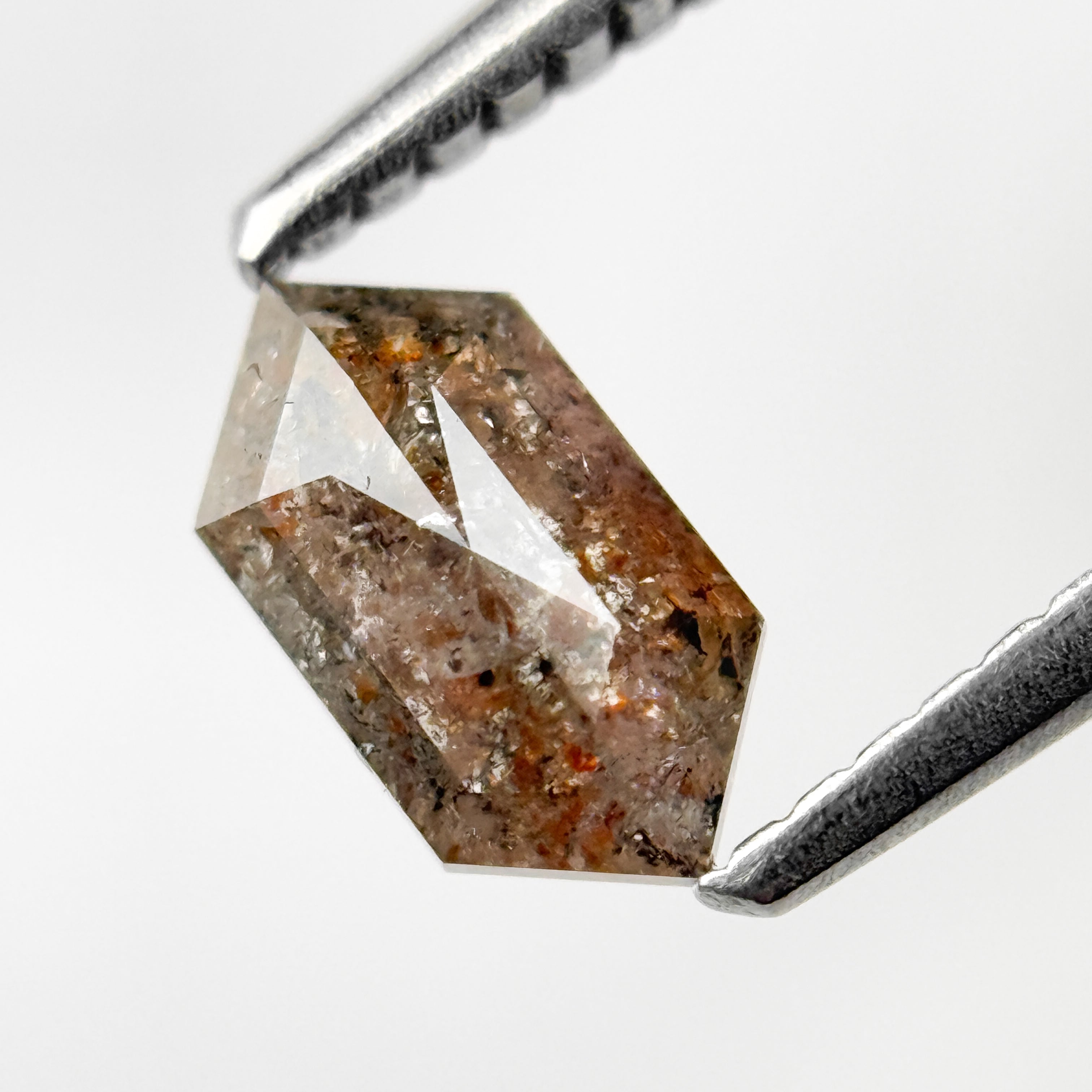0.69 Ct Hexagon Rose Cut Grey Natural Salt and Pepper Diamond