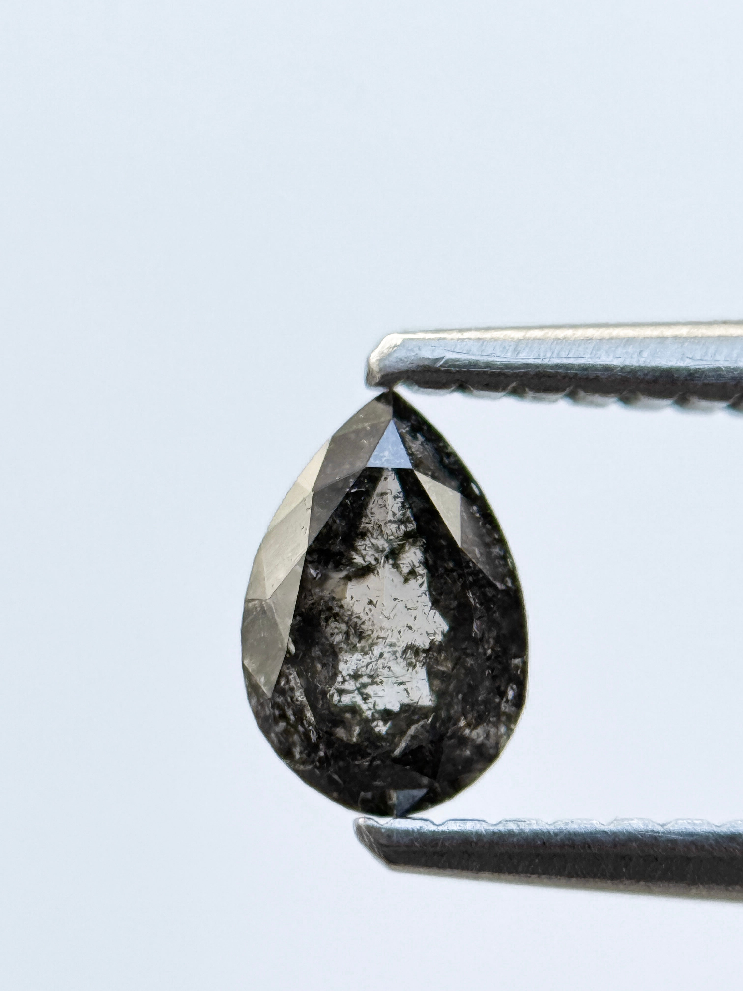 0.41 Ct Pear Rose Cut Grey Natural Fancy Diamond