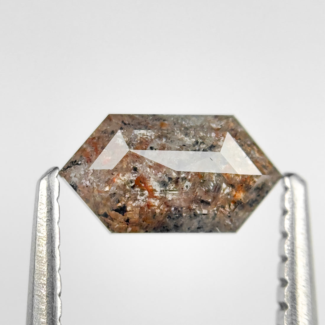 0.69 Ct Hexagon Rose Cut Grey Natural Salt and Pepper Diamond