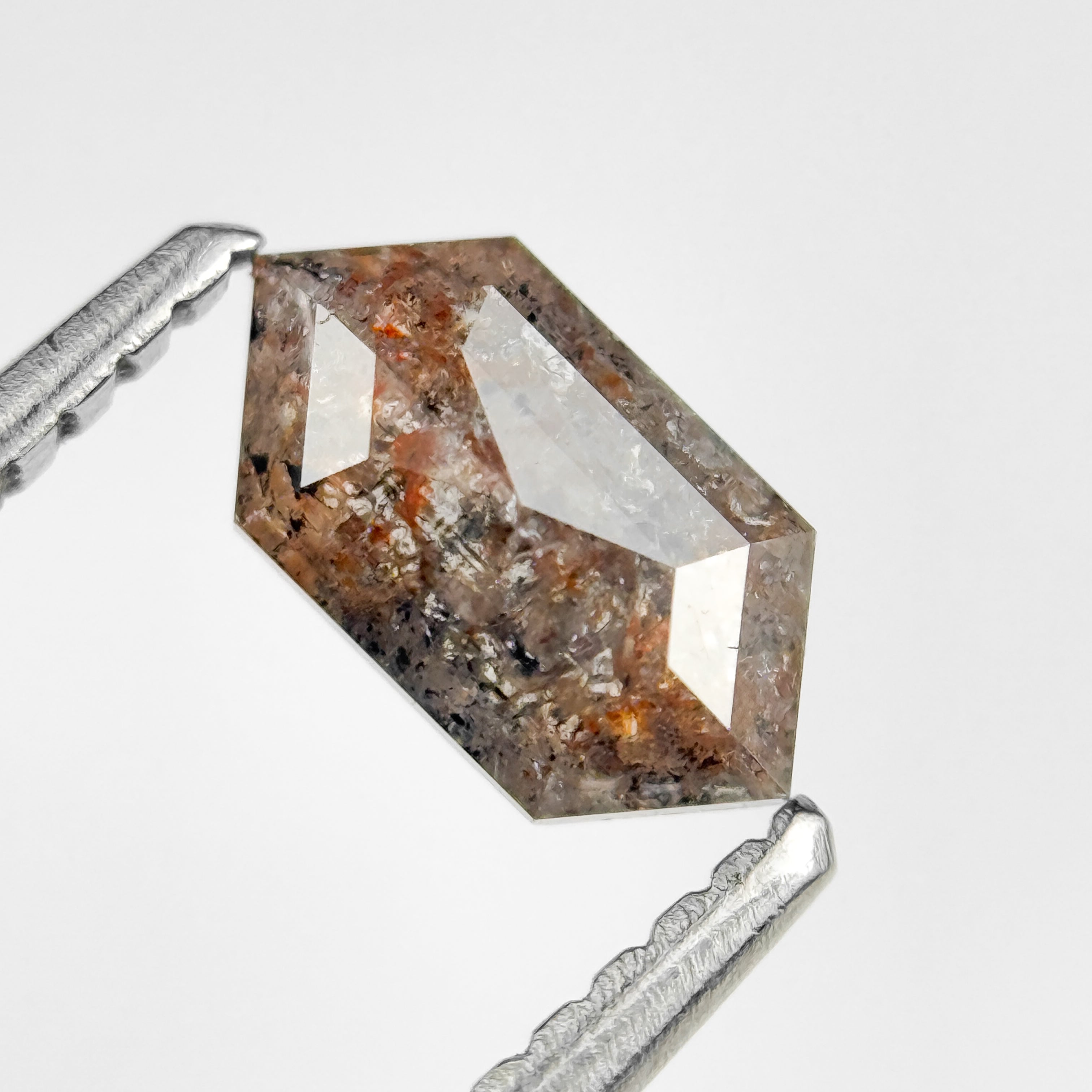 0.69 Ct Hexagon Rose Cut Grey Natural Salt and Pepper Diamond