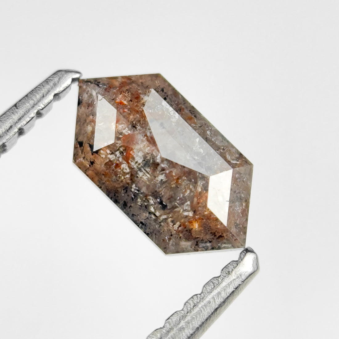0.69 Ct Hexagon Rose Cut Grey Natural Salt and Pepper Diamond