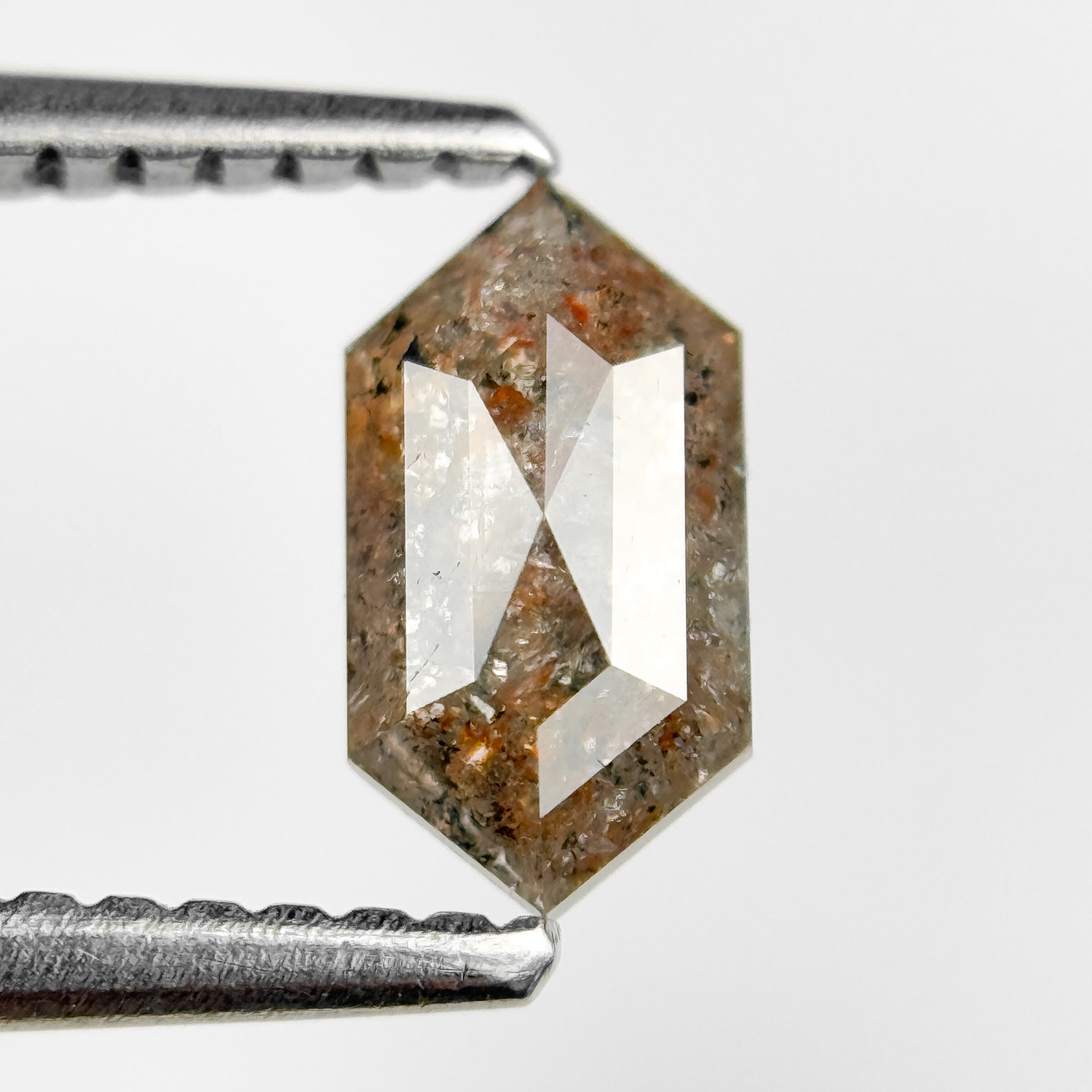 0.69 Ct Hexagon Rose Cut Grey Natural Salt and Pepper Diamond