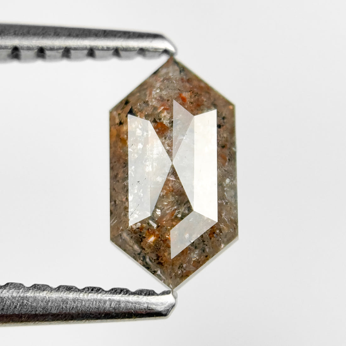 0.69 Ct Hexagon Rose Cut Grey Natural Salt and Pepper Diamond