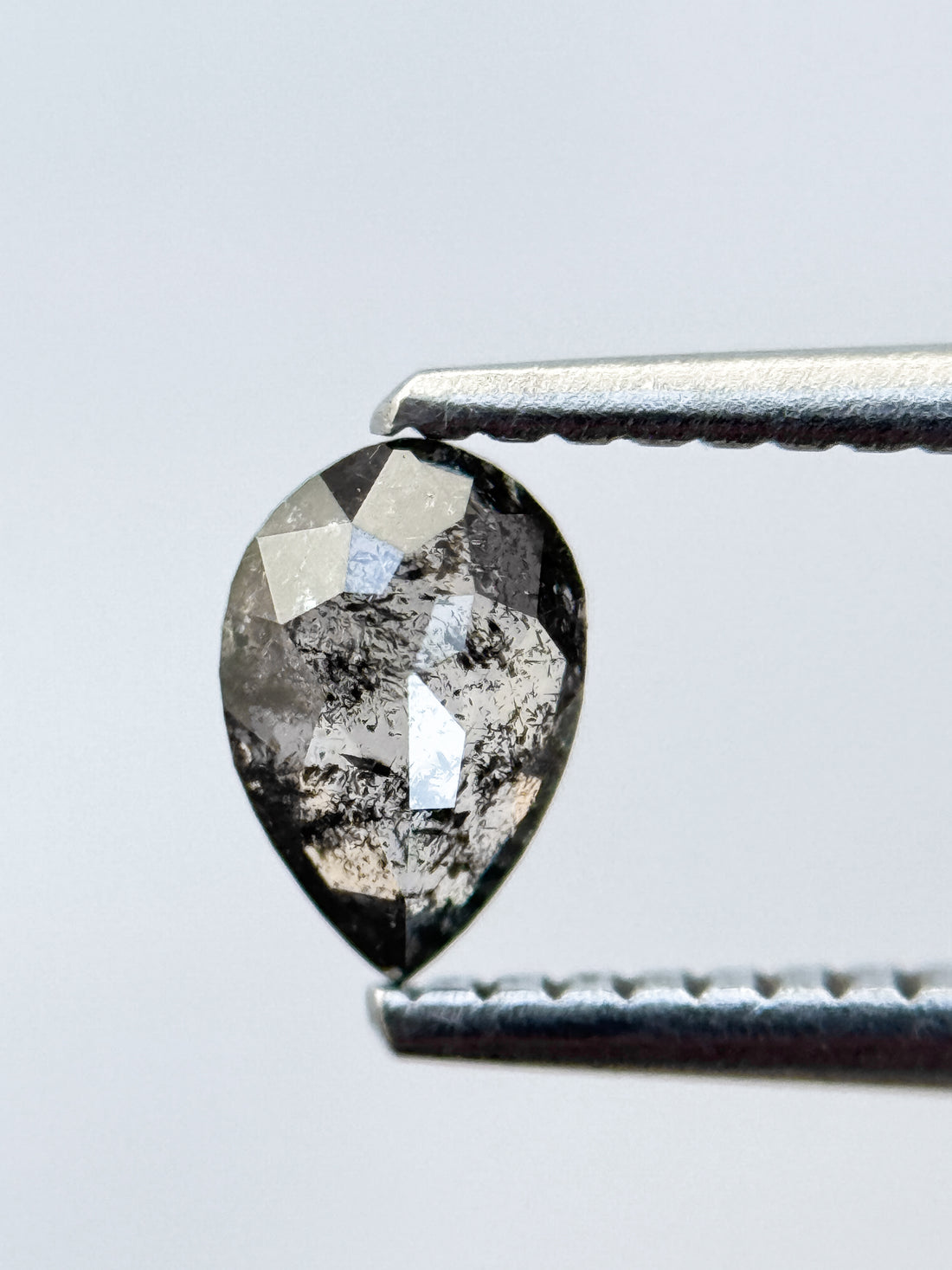 0.41 Ct Pear Rose Cut Grey Natural Fancy Diamond