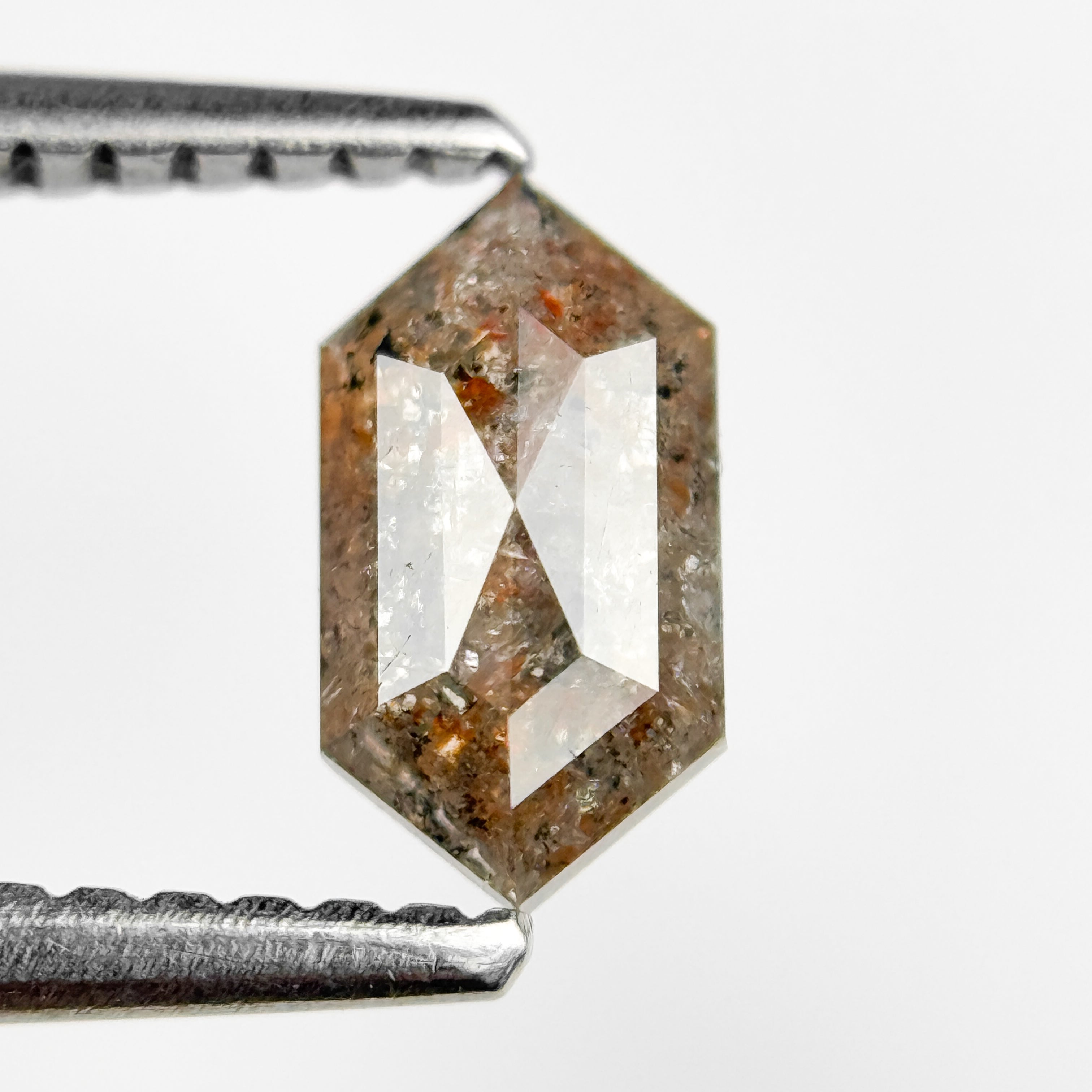 0.69 Ct Hexagon Rose Cut Grey Natural Salt and Pepper Diamond