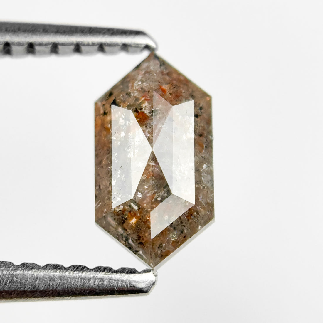 0.69 Ct Hexagon Rose Cut Grey Natural Salt and Pepper Diamond