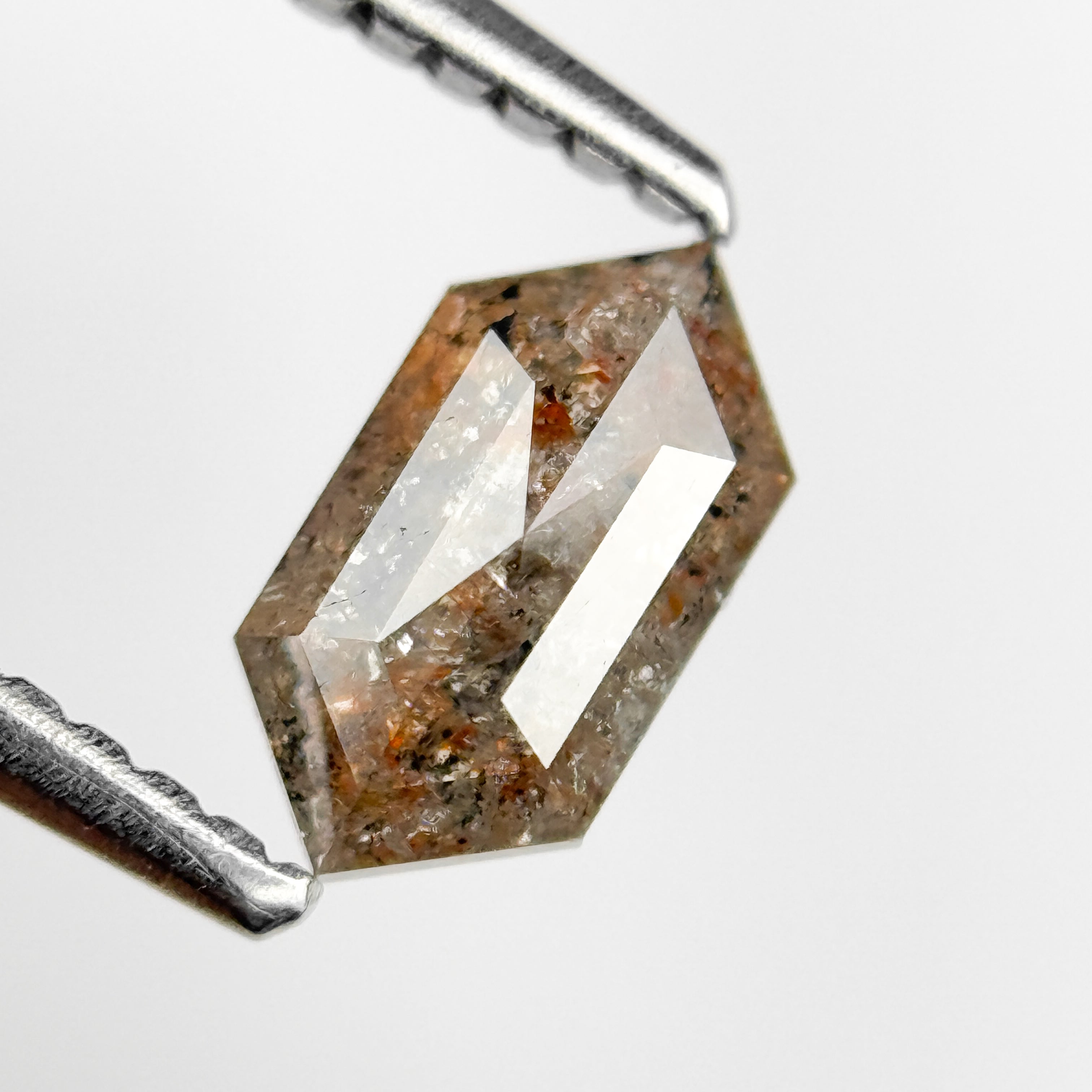 0.69 Ct Hexagon Rose Cut Grey Natural Salt and Pepper Diamond