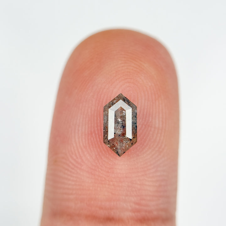 0.69 Ct Hexagon Rose Cut Grey Natural Salt and Pepper Diamond