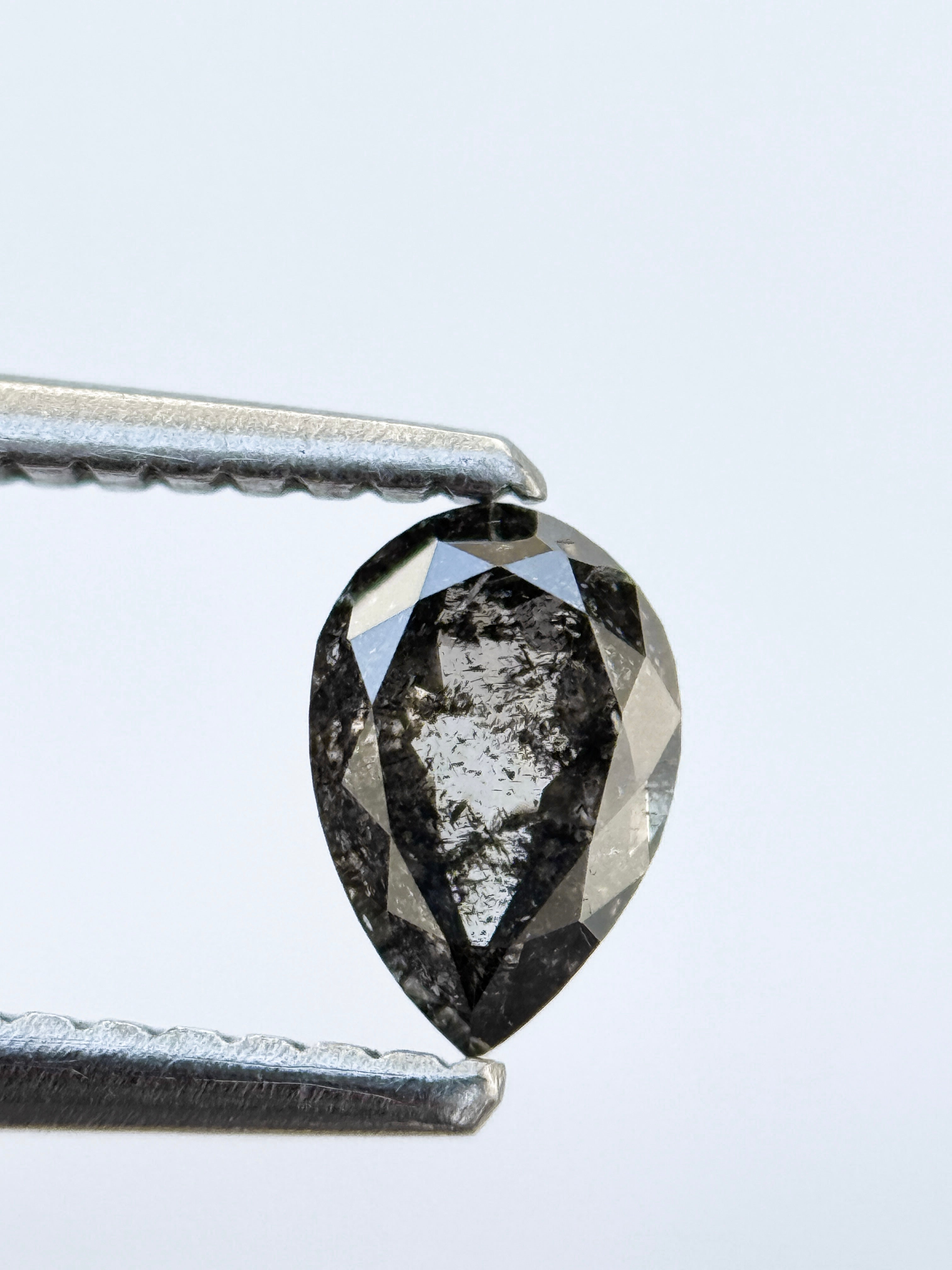 0.41 Ct Pear Rose Cut Grey Natural Fancy Diamond