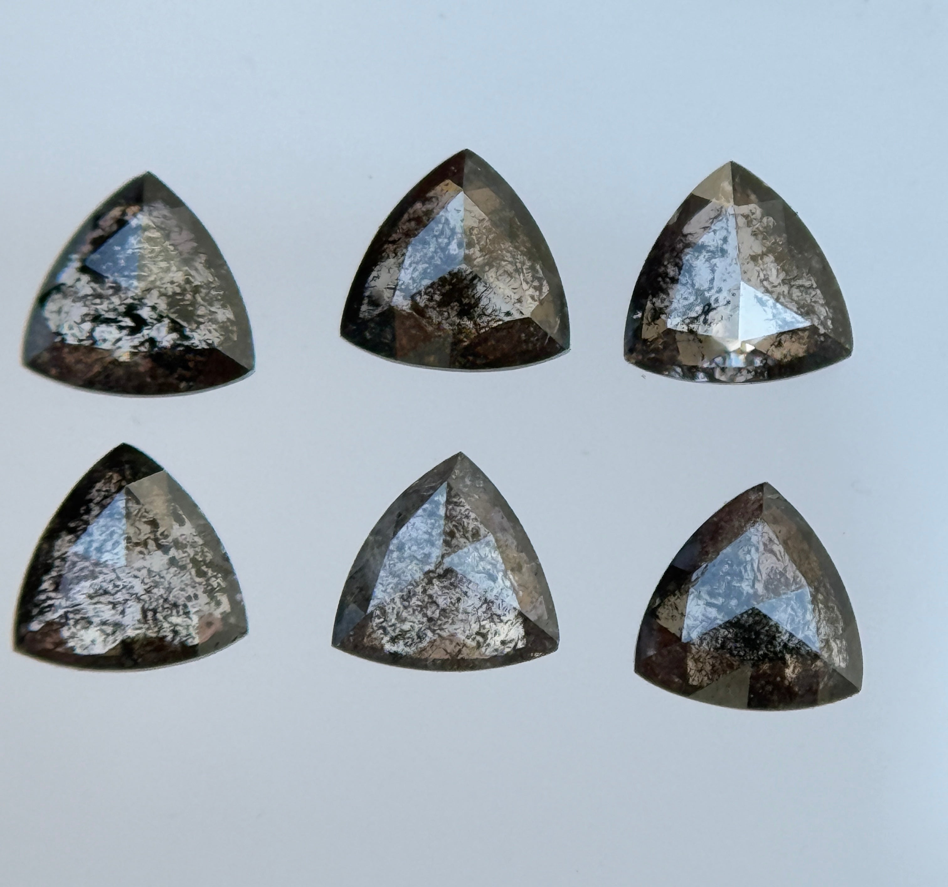 3.5 MM Triangle Rose Cut Grey Natural Galaxy Diamond