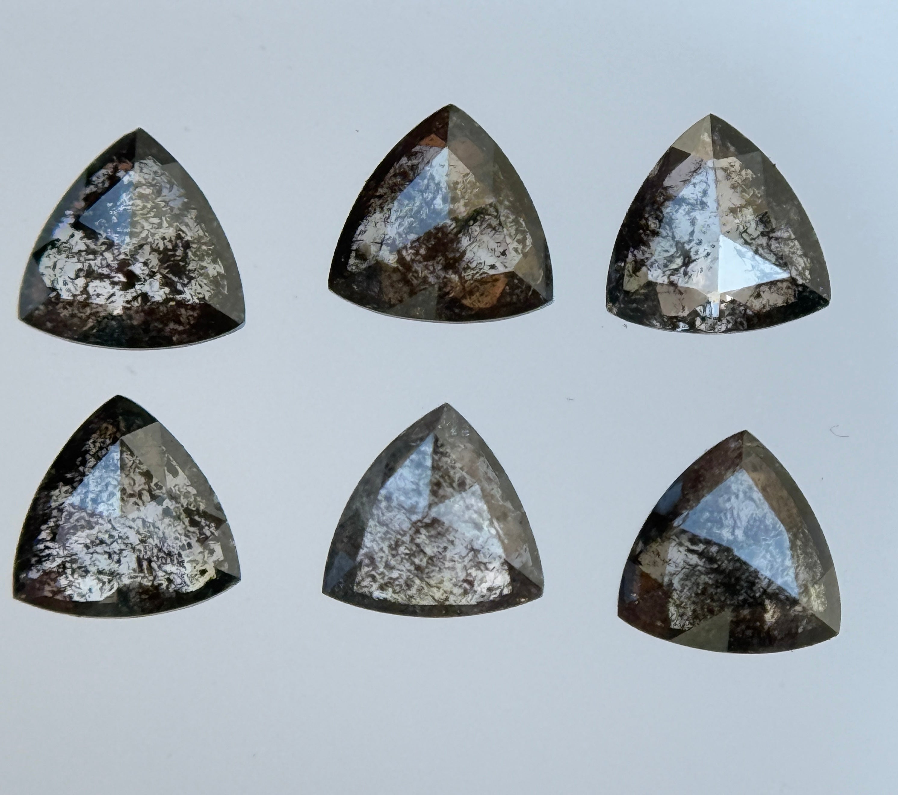 3.5 MM Triangle Rose Cut Grey Natural Galaxy Diamond