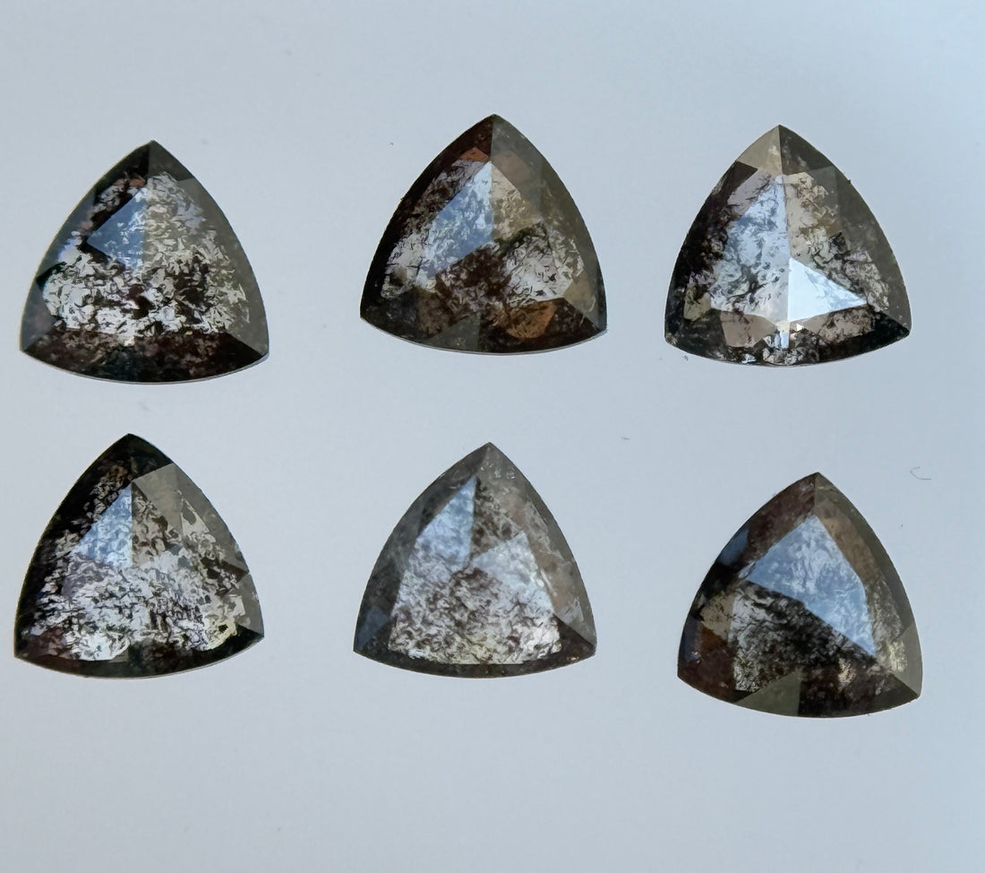 3.5 MM Triangle Rose Cut Grey Natural Galaxy Diamond