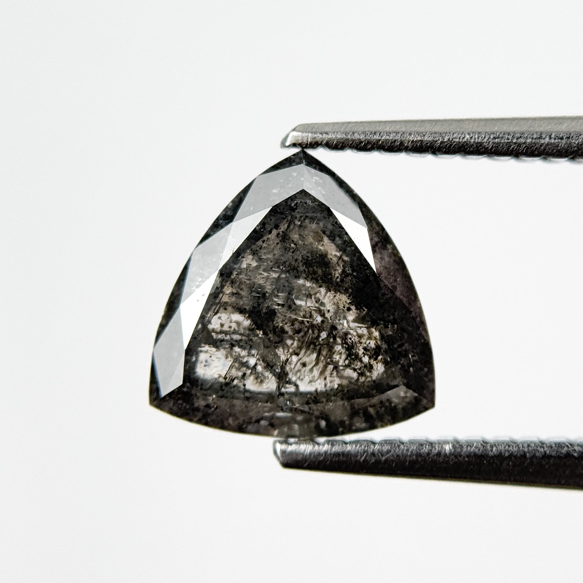 1.94 Ct Trillion Rose Cut Grey Natural Galaxy Salt and Pepper Diamond
