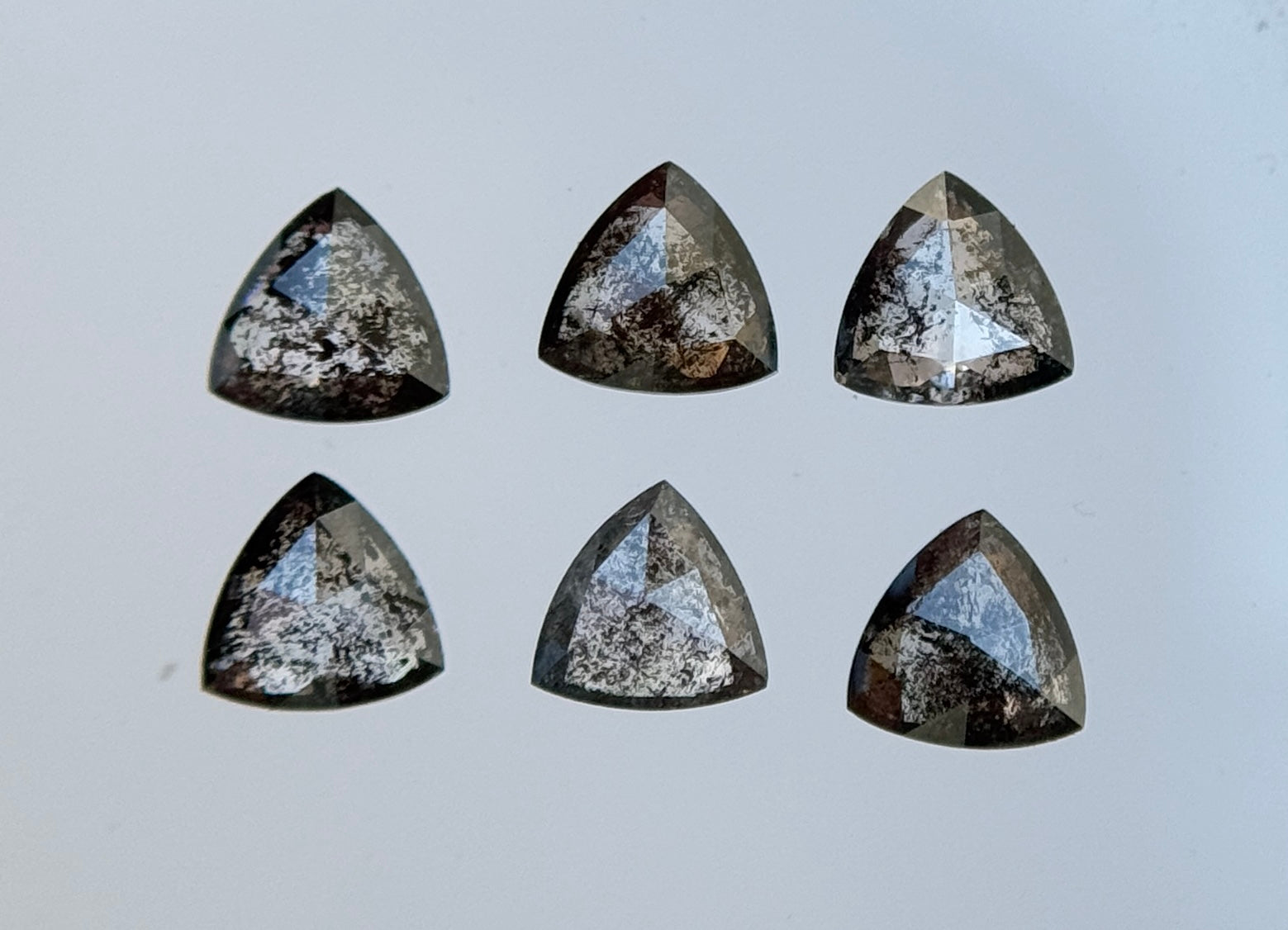 3.5 MM Triangle Rose Cut Grey Natural Galaxy Diamond