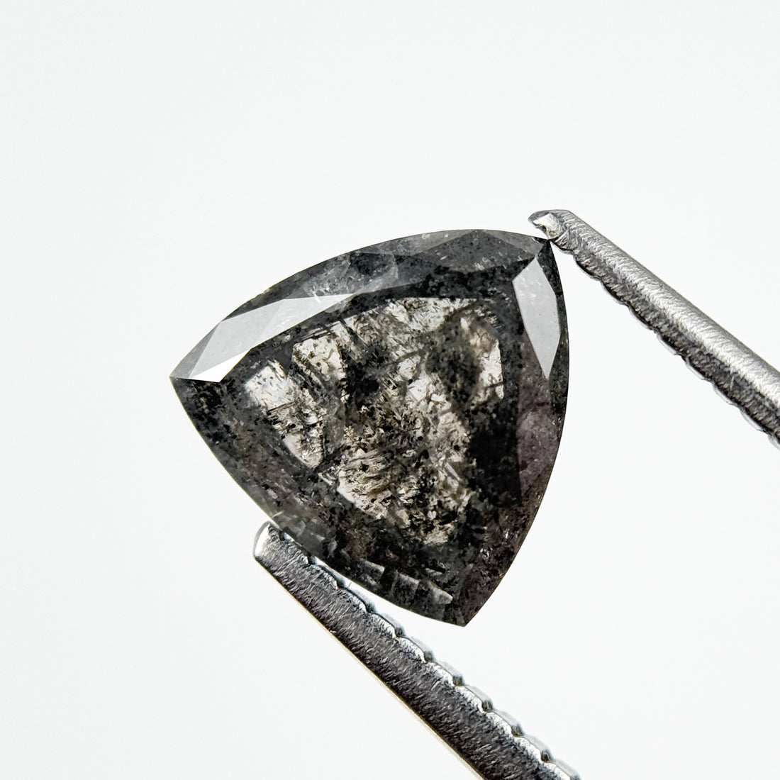 1.94 Ct Trillion Rose Cut Grey Natural Galaxy Salt and Pepper Diamond