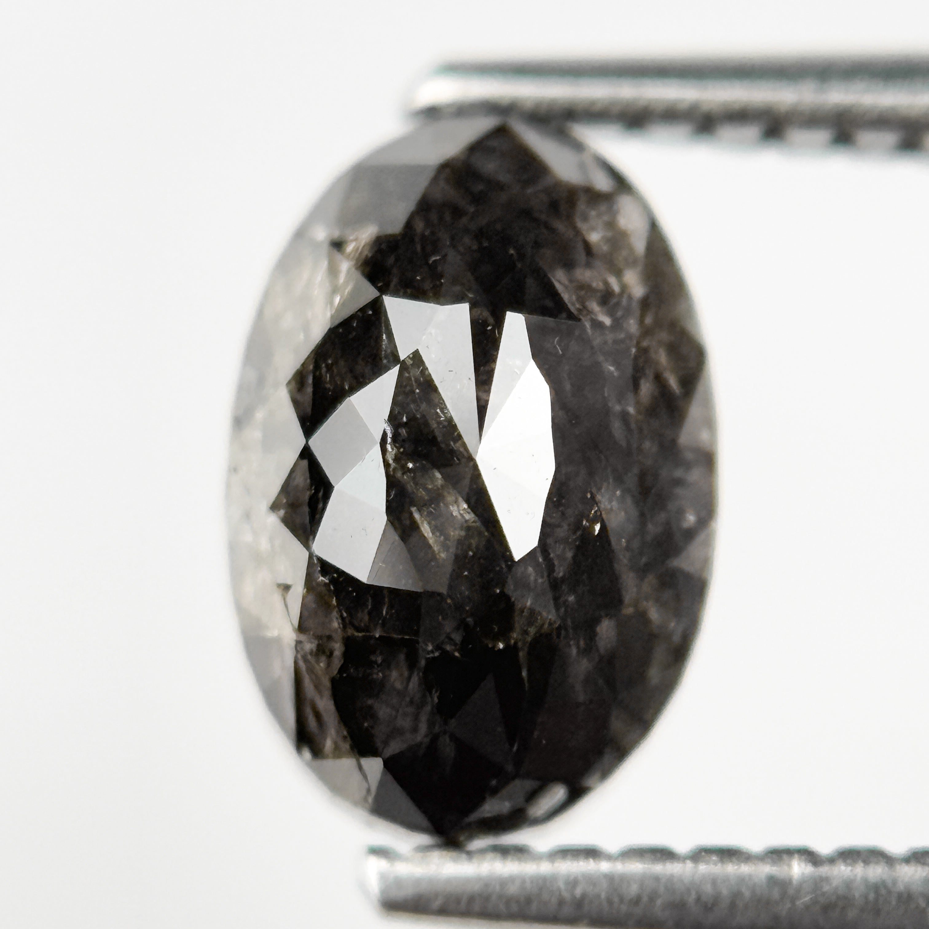 1.90 Ct Oval Rose Cut Grey Natural Salt and Pepper Diamond