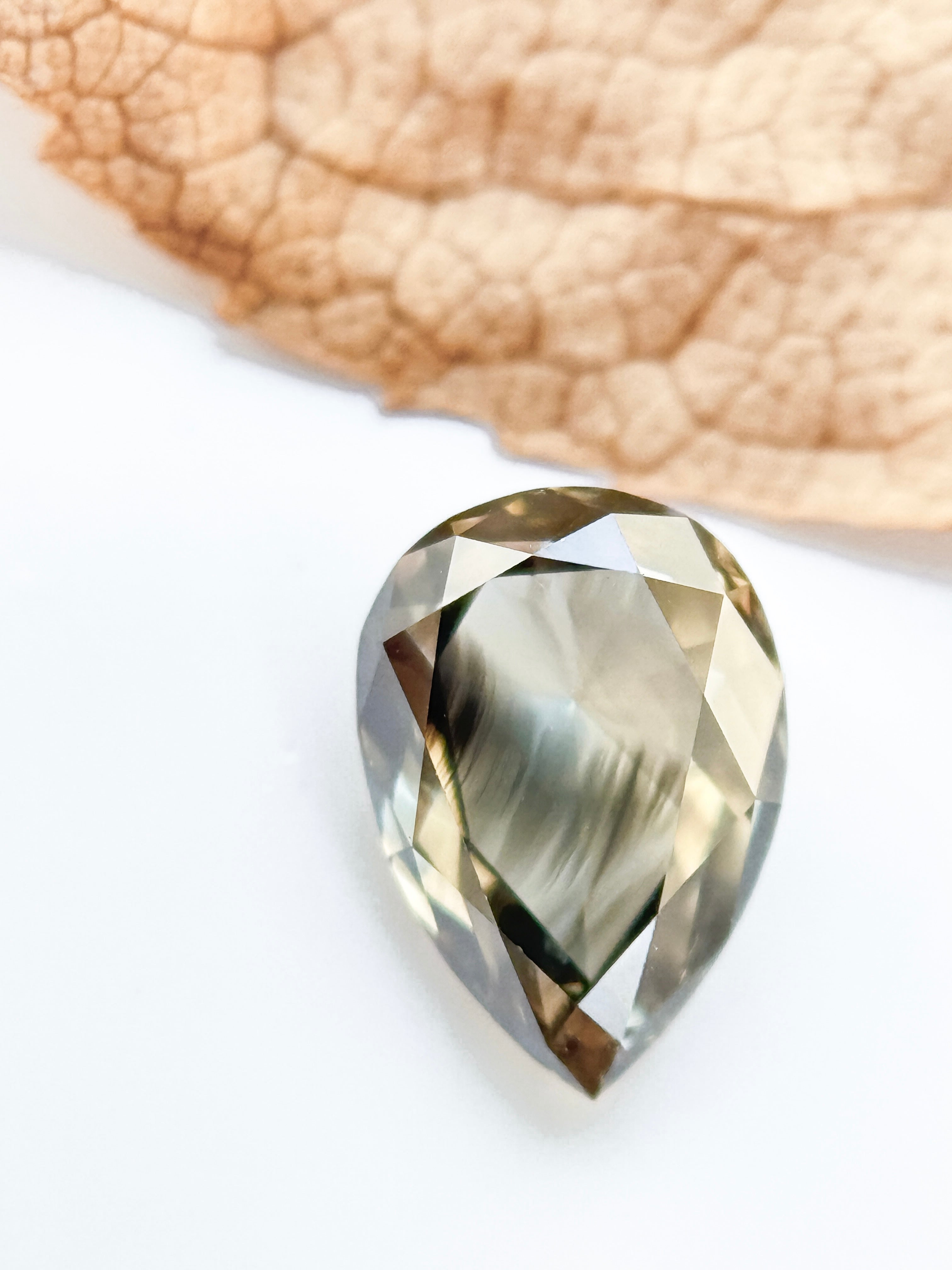 0.82 Ct Pear Rose Cut Grey Natural Galaxy Diamond