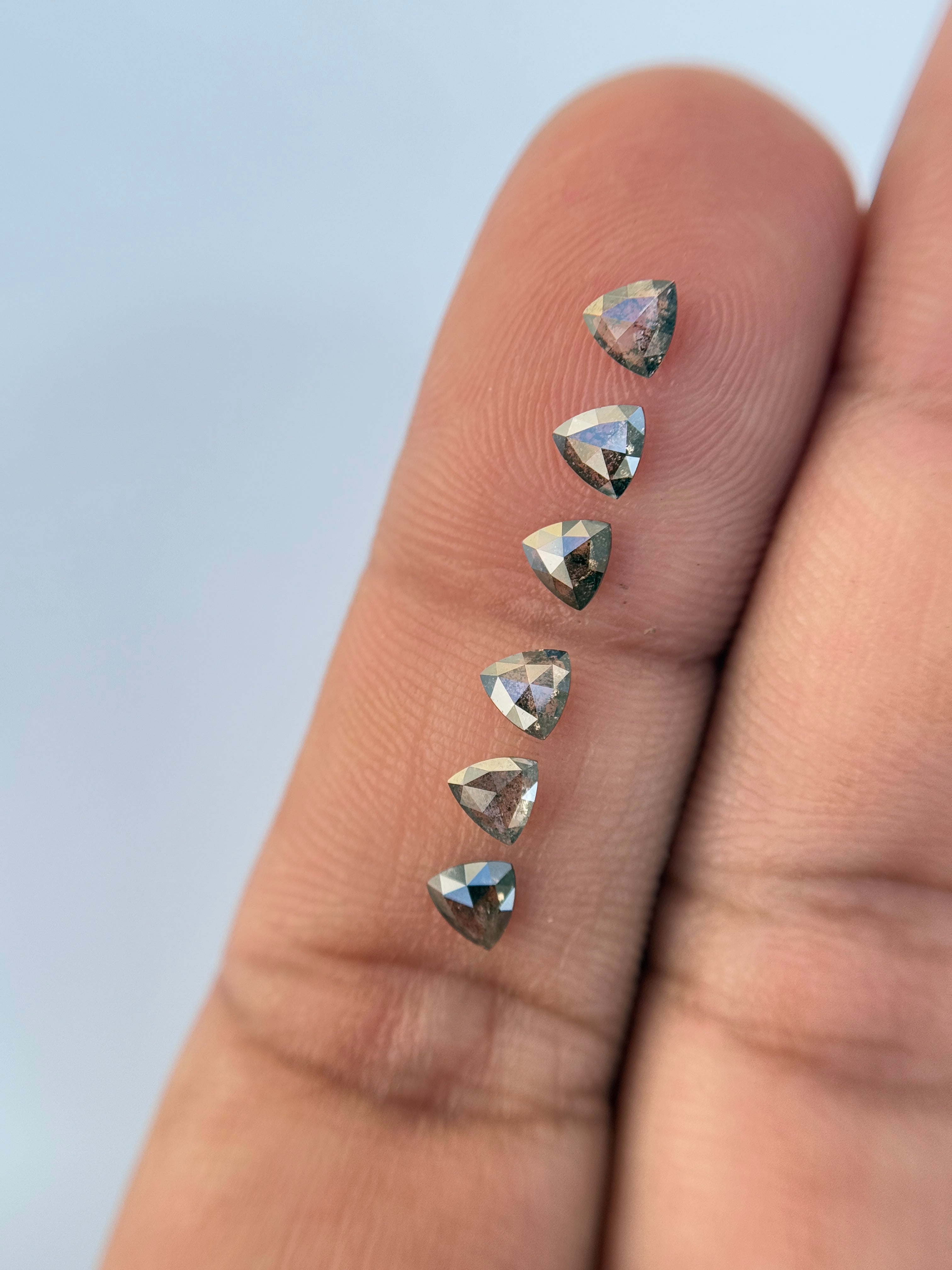 3.5 MM Triangle Rose Cut Grey Natural Galaxy Diamond